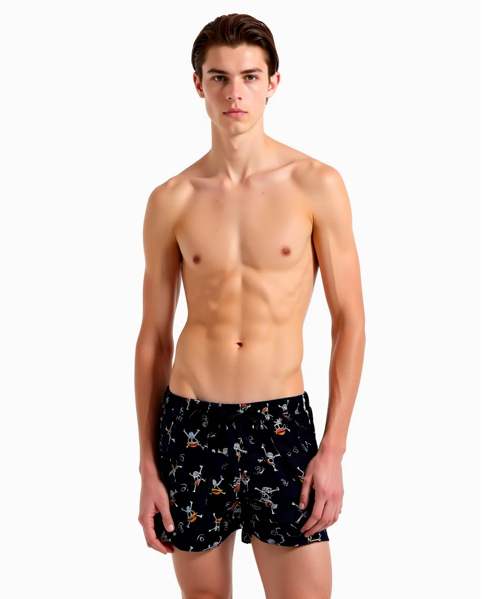 Costume mare stampa one piece da uomo - Nero