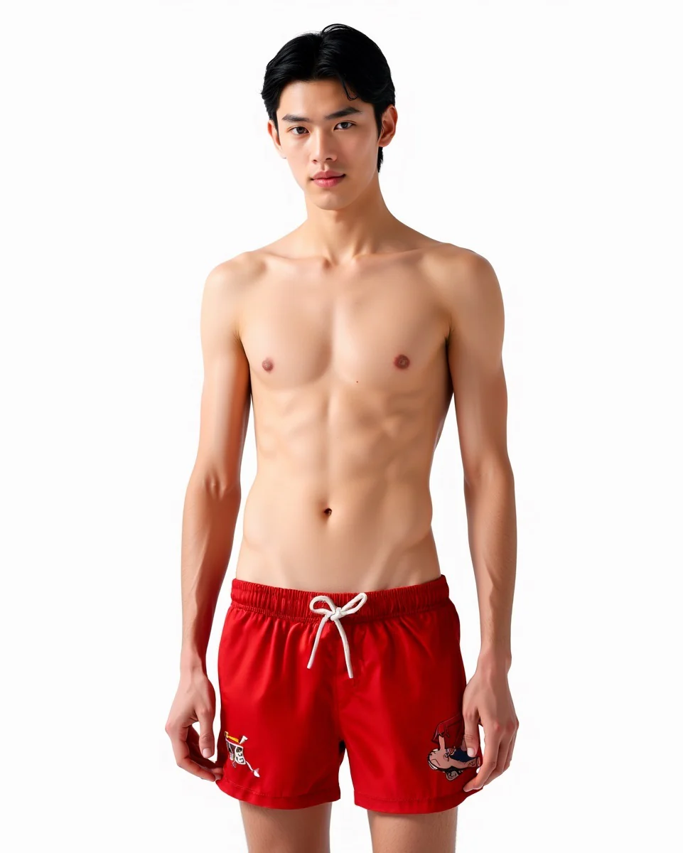 Costume mare stampa one piece da uomo - Rosso