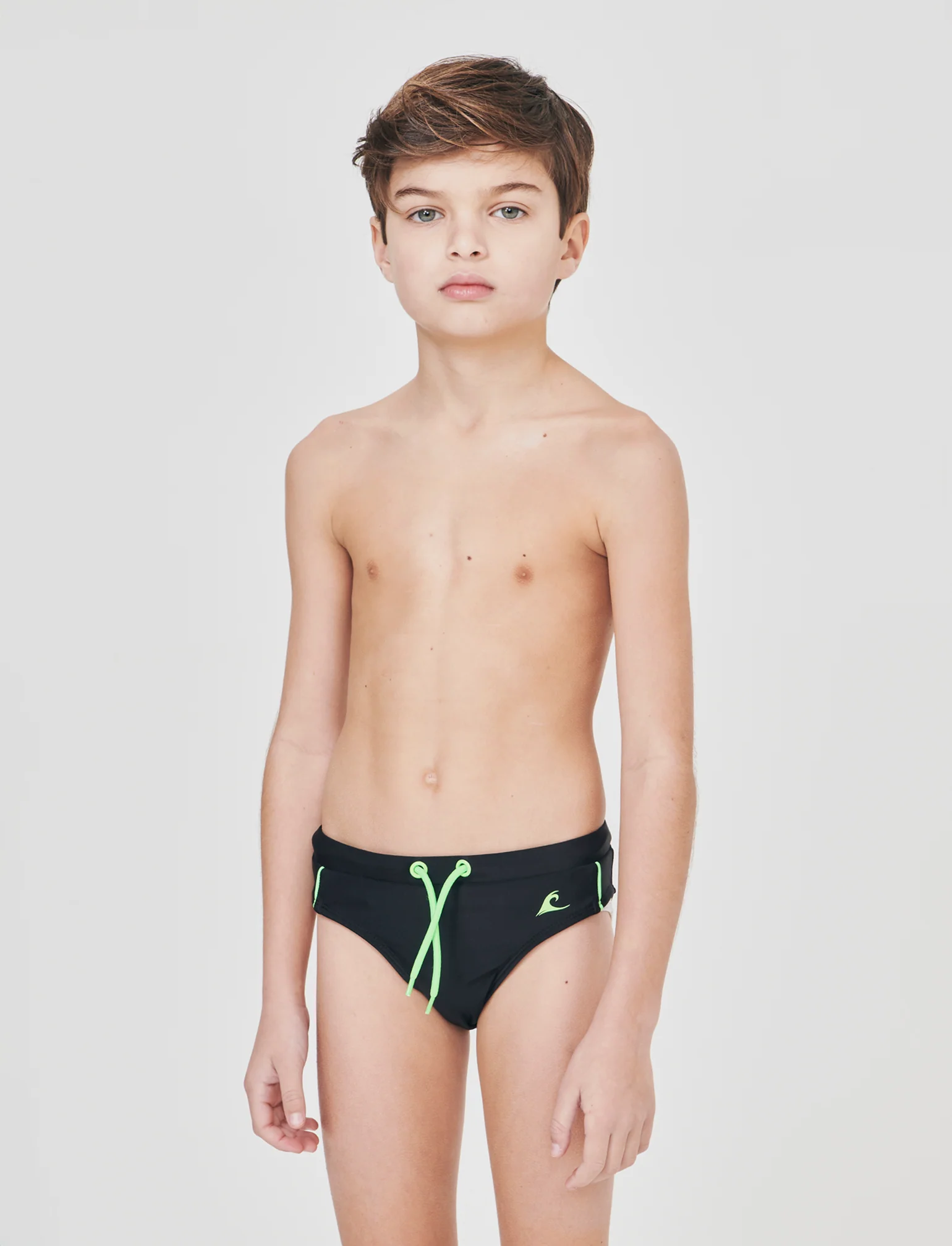 Costume slip elastico con stampa fluo - Nero