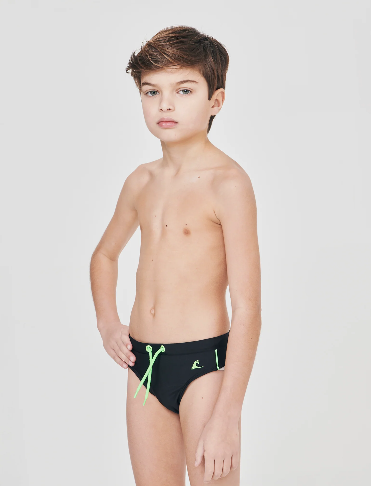 Costume slip elastico con stampa fluo - Nero - Image 2