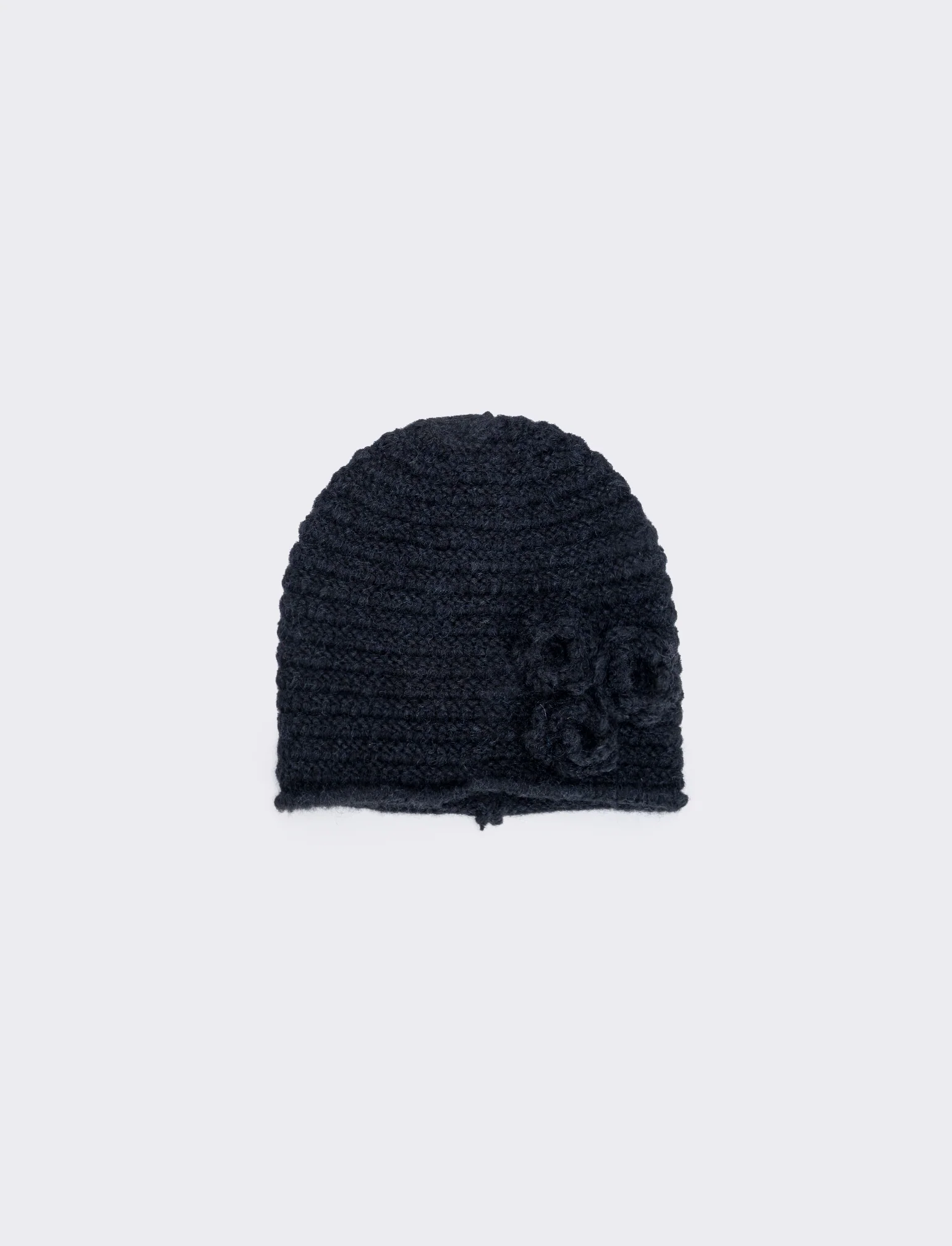 Cuffia con Fiori Applicati - Nero