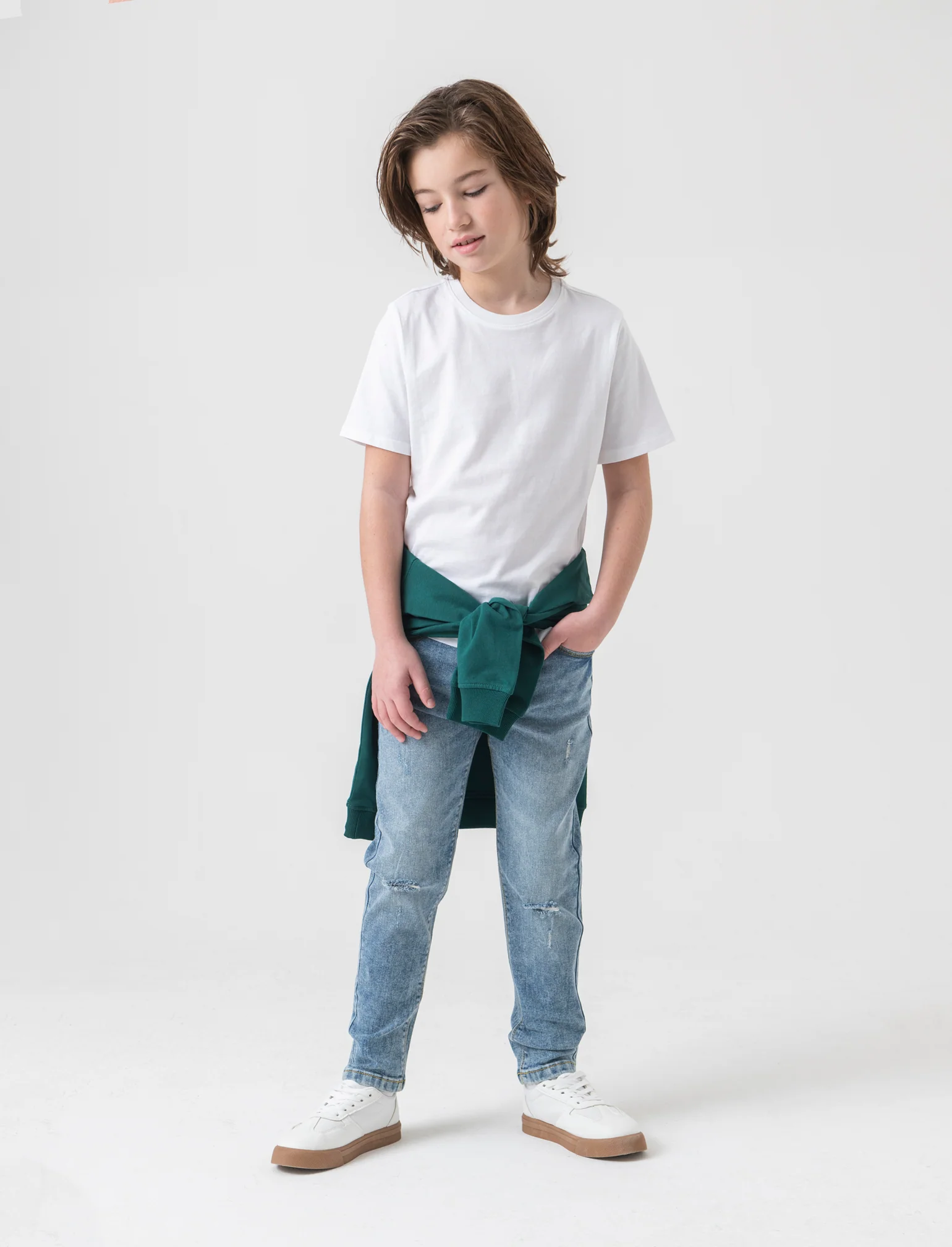 Denim 5 tasche con rotture da bambino - Denim