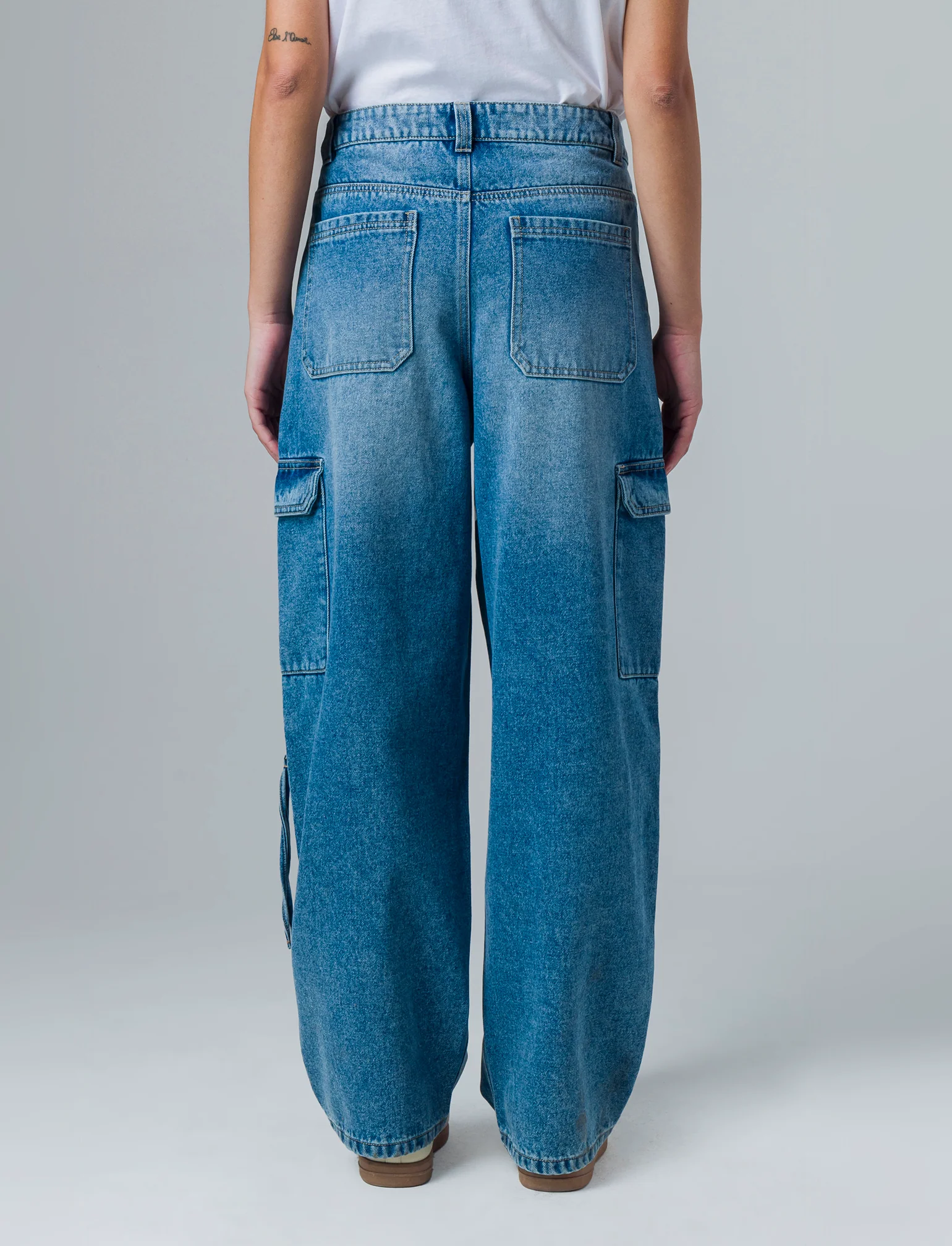 Denim cargo wide leg da donna - Denim - Image 2
