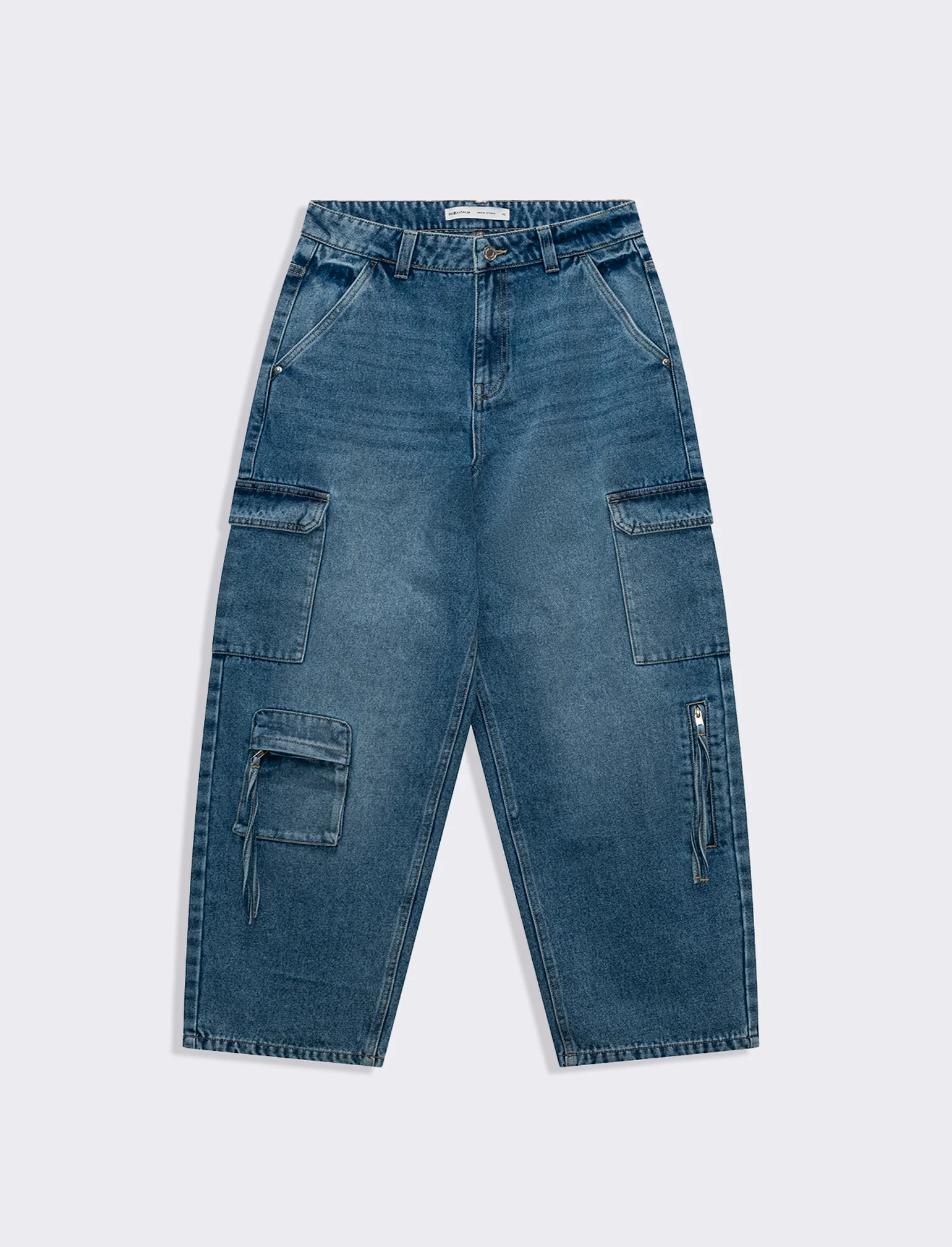 Denim cargo wide leg da donna - Denim - Image 4