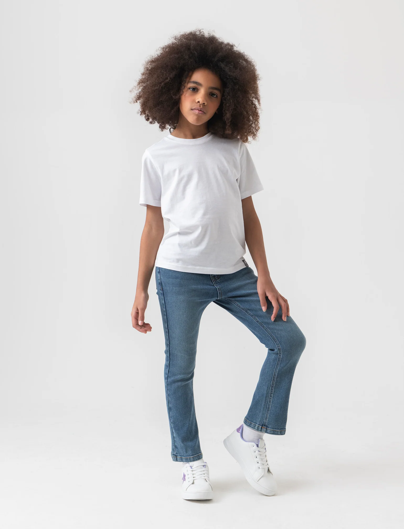 Denim elastico modello a zampa da bambina - Denim