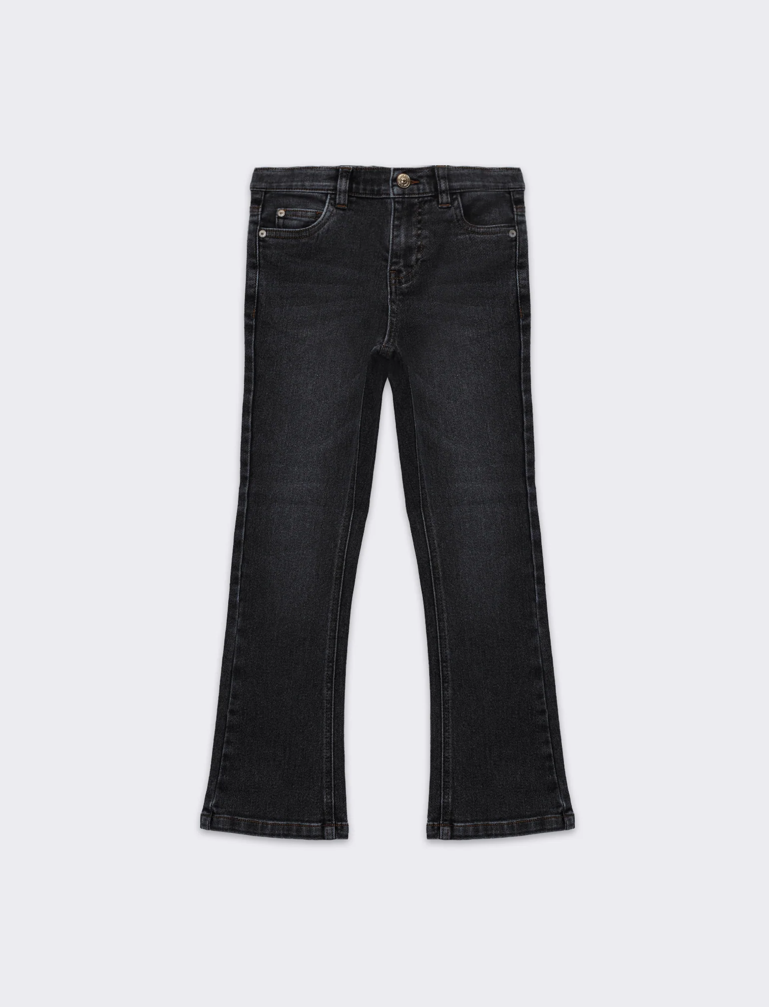 Denim elastico modello a zampa da bambina - Nero - Image 3