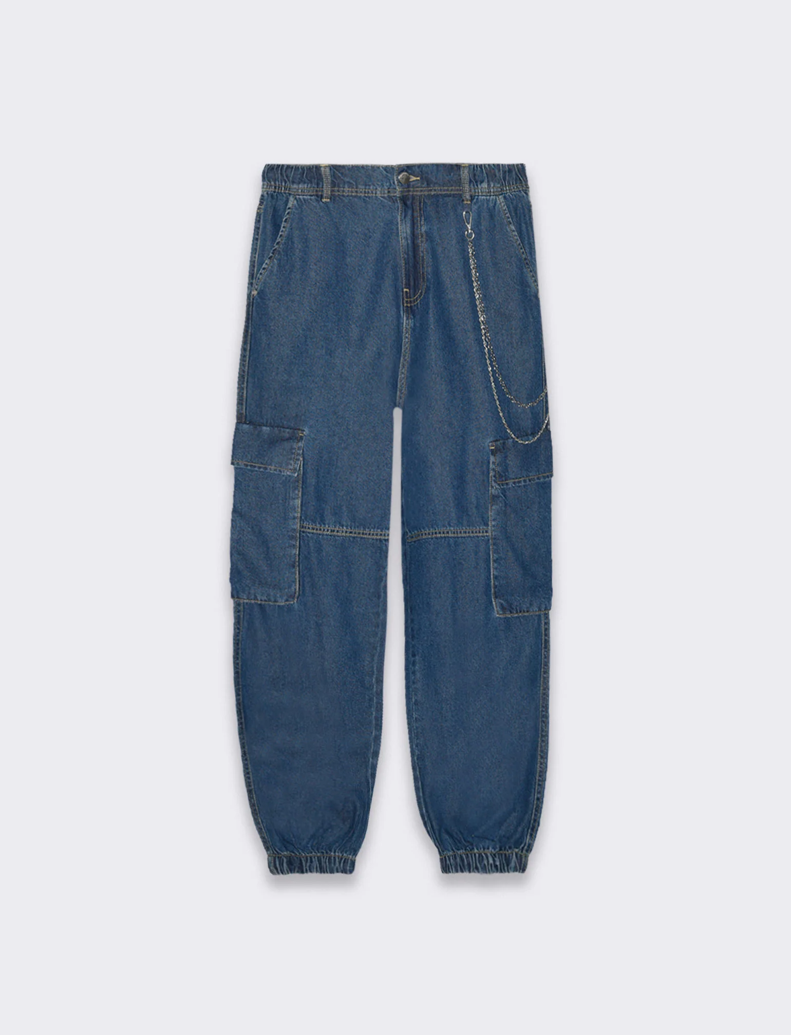 Denim jogger cargo da donna - Denim - Image 4