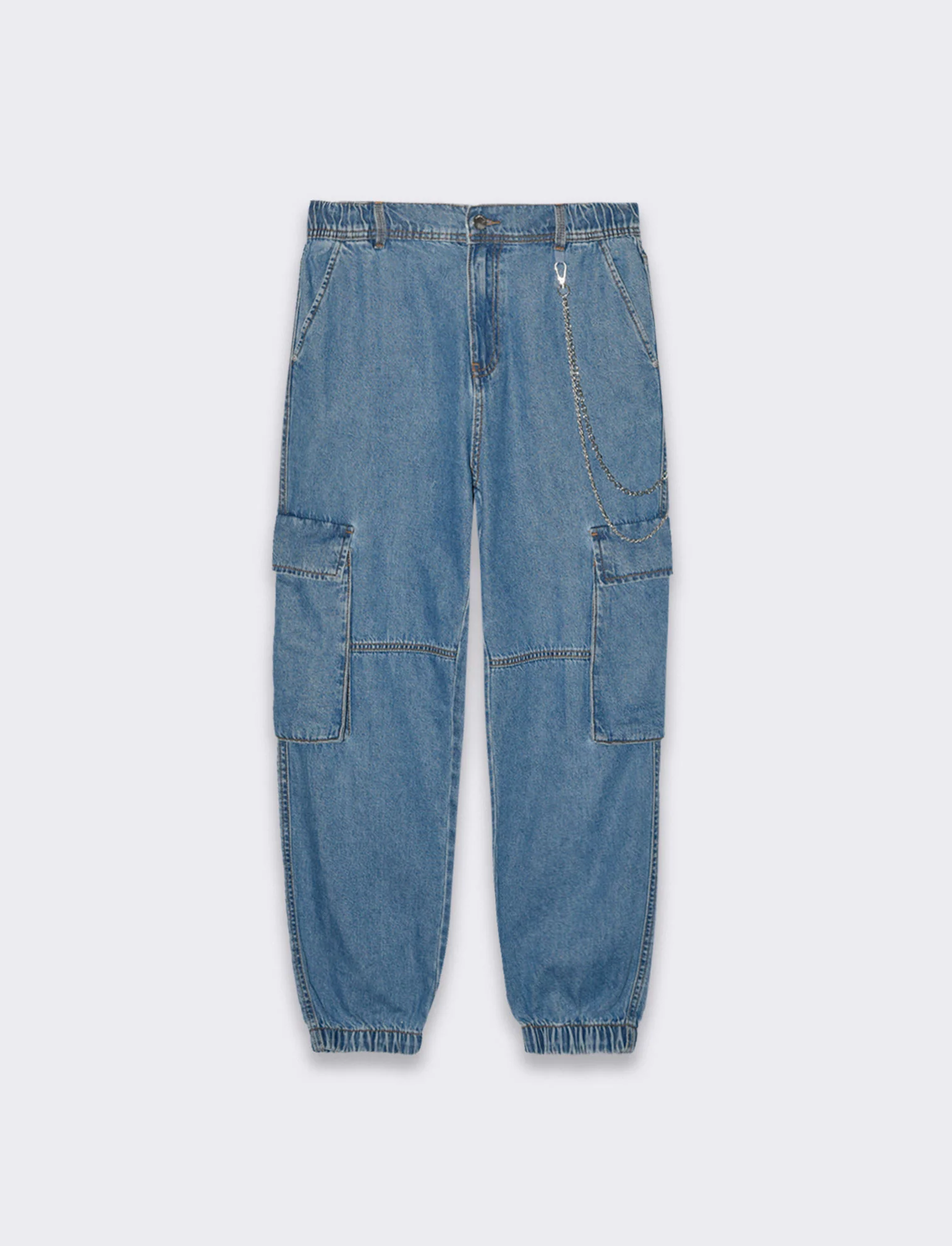 Denim jogger cargo da donna - Denim chiaro - Image 4