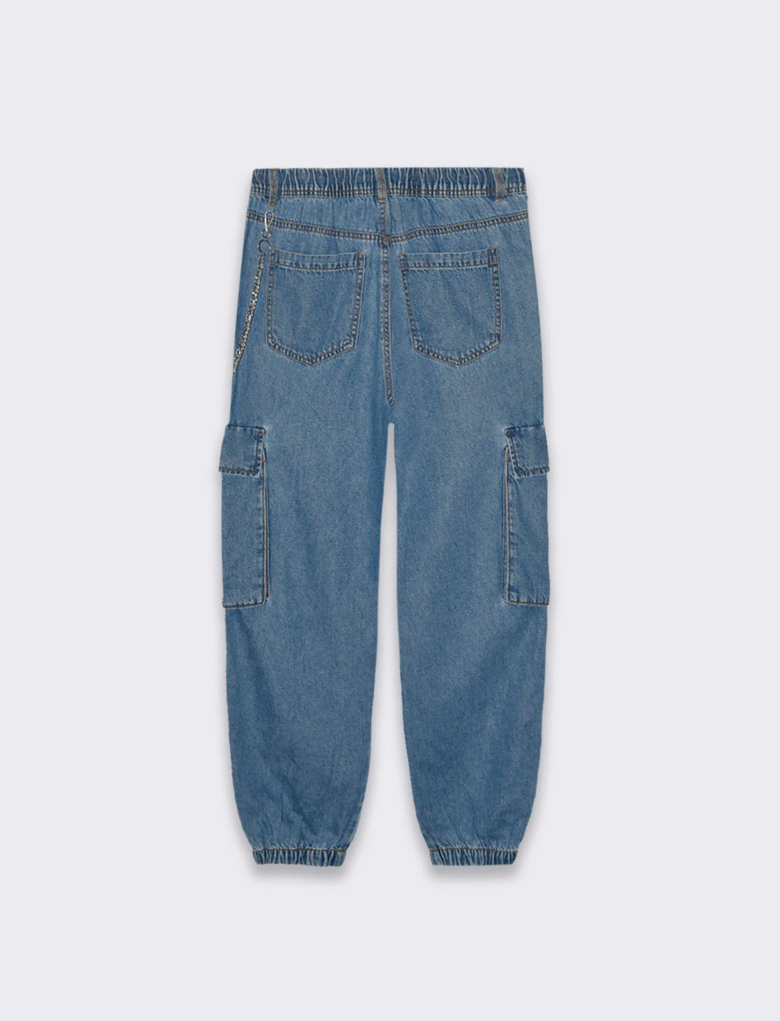 Denim jogger cargo da donna - Denim chiaro - Image 5