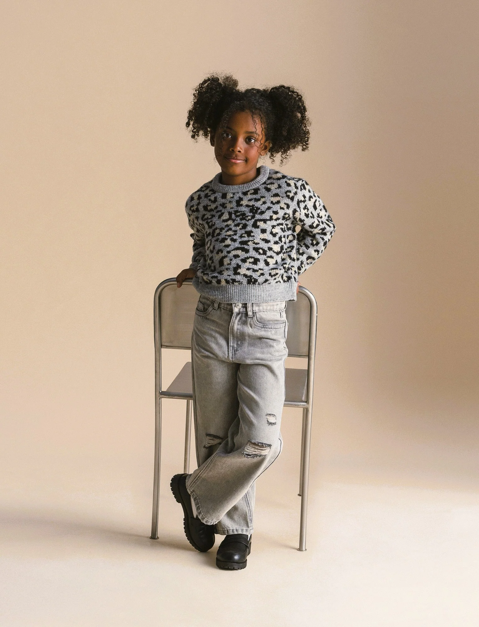 Denim modello wide leg. - Grigio