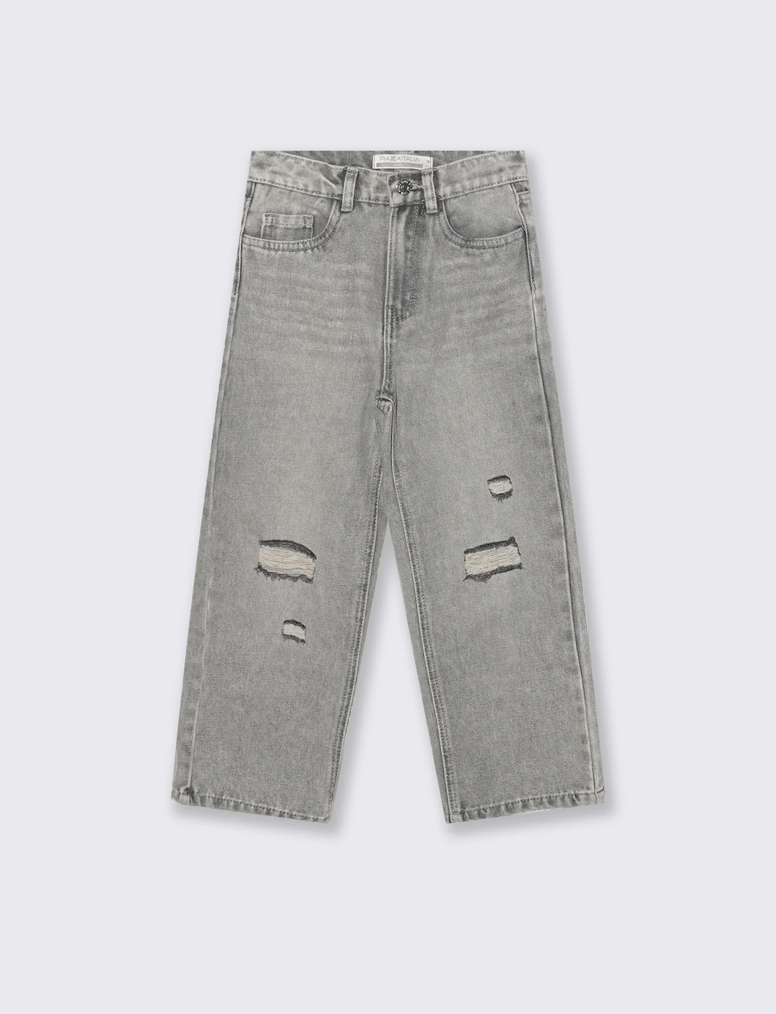 Denim modello wide leg. - Grigio - Image 2