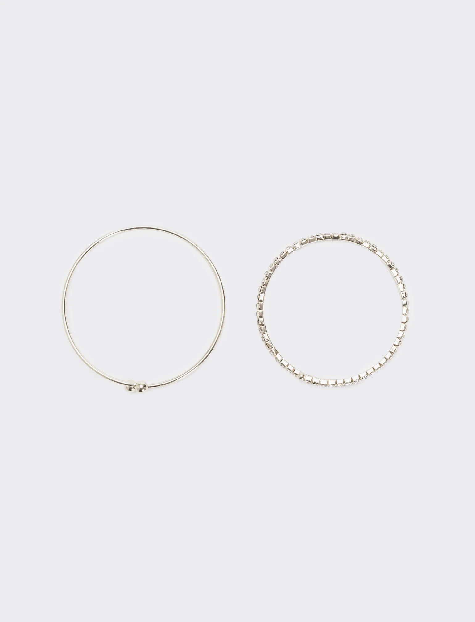 Due bracciali semirigidi con strass - Argento