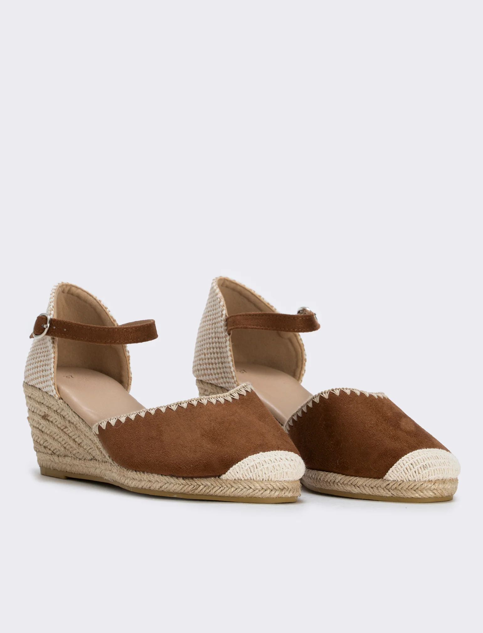 Espadrillas con cinturino e zeppa 60 mm - Cammello - Image 3