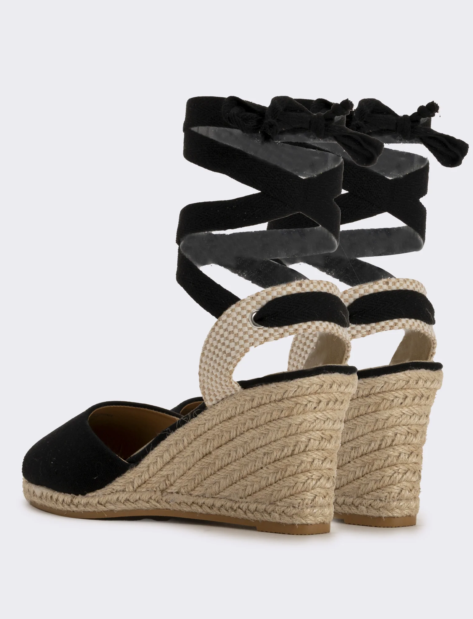 Espadrillas da in tessuto con zeppa - Nero - Image 2