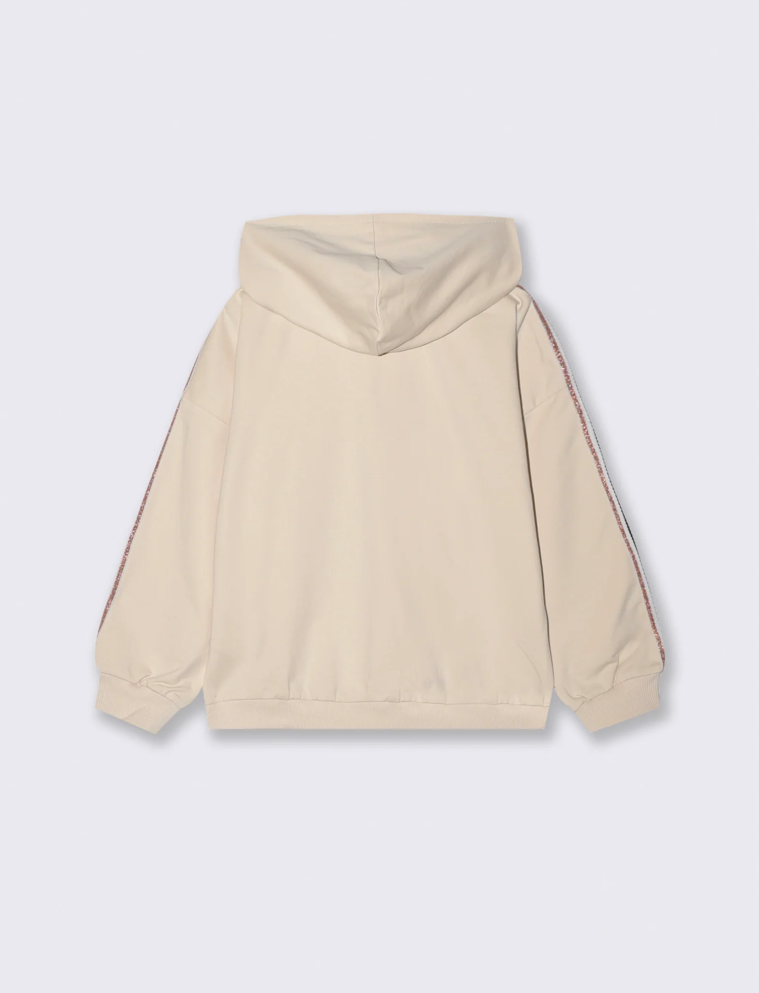 Felpa ampia con nastro metallizzato lucido - Beige - Image 2