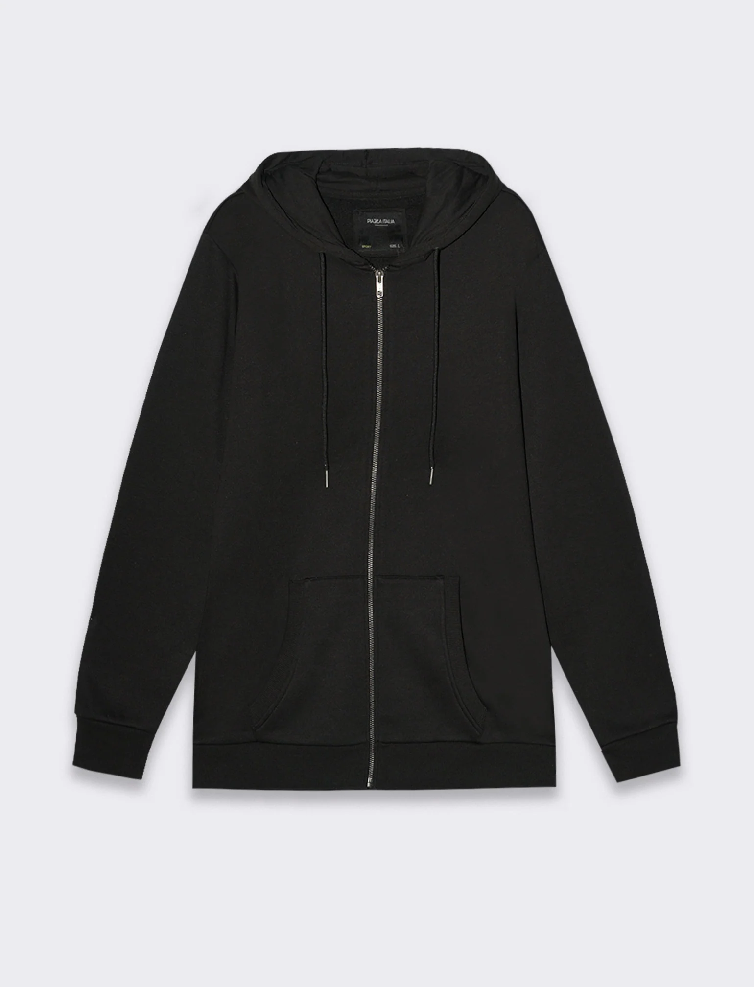 Felpa basic con cappuccio e cerniera da uomo - Nero