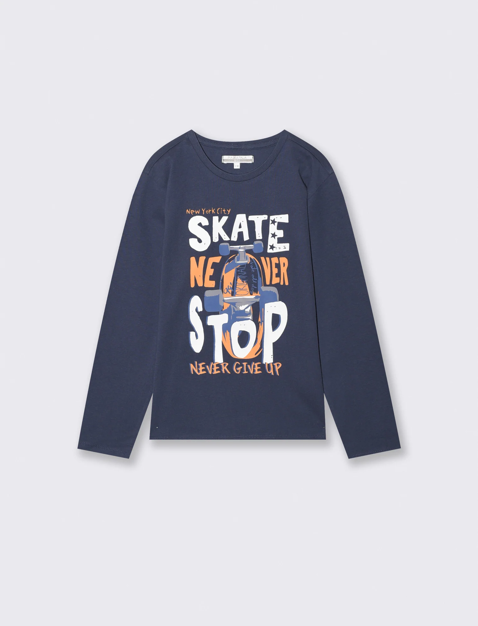 Felpa Basic con Cappuccio e Stampa - Blu