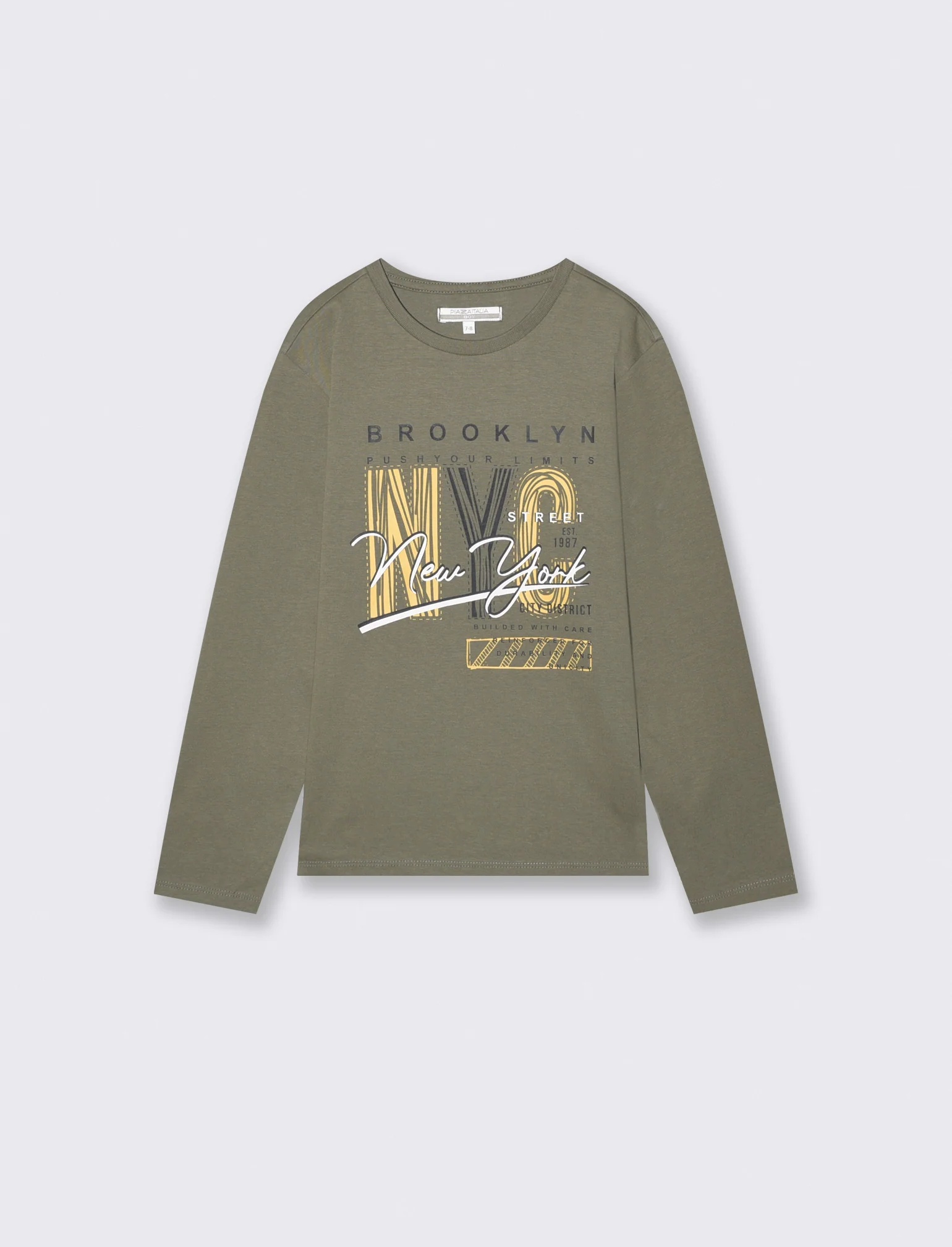 Felpa Basic con Cappuccio e Stampa - Verde militare
