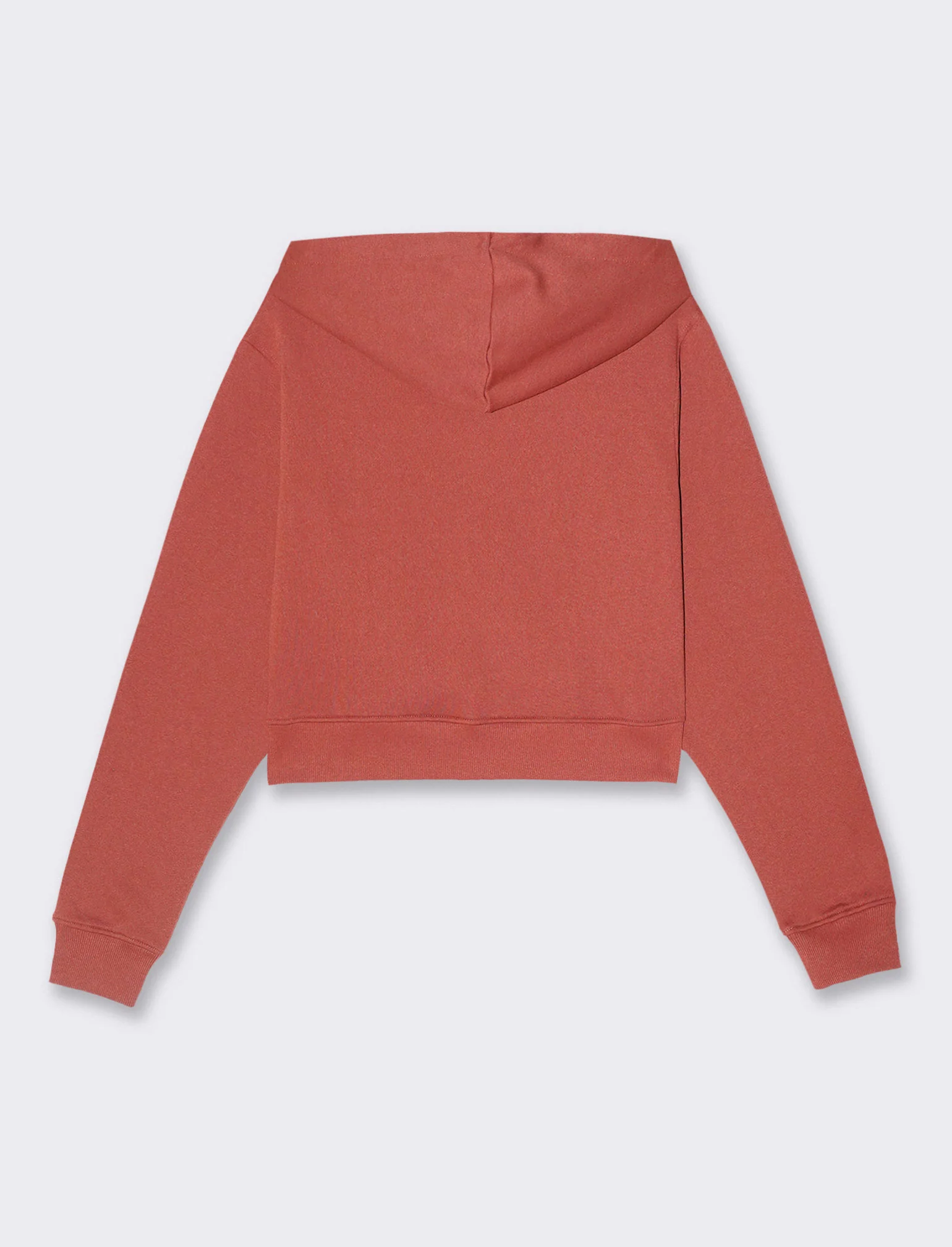 Felpa basic crop con cappuccio e zip da donna - Rosso mattone - Image 5