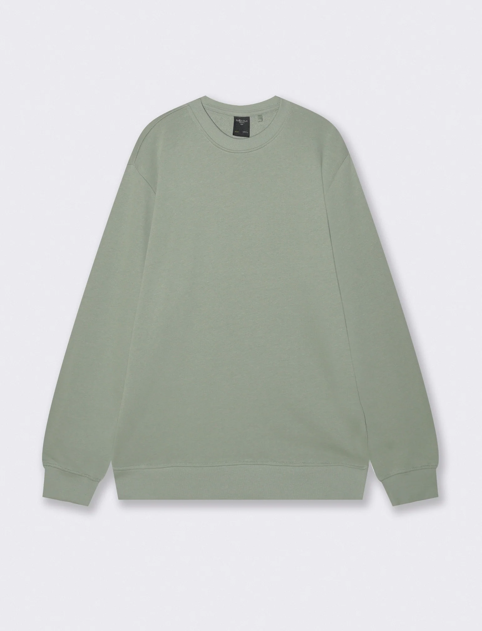 Felpa basic girocollo in cotone 100% - Verde salvia