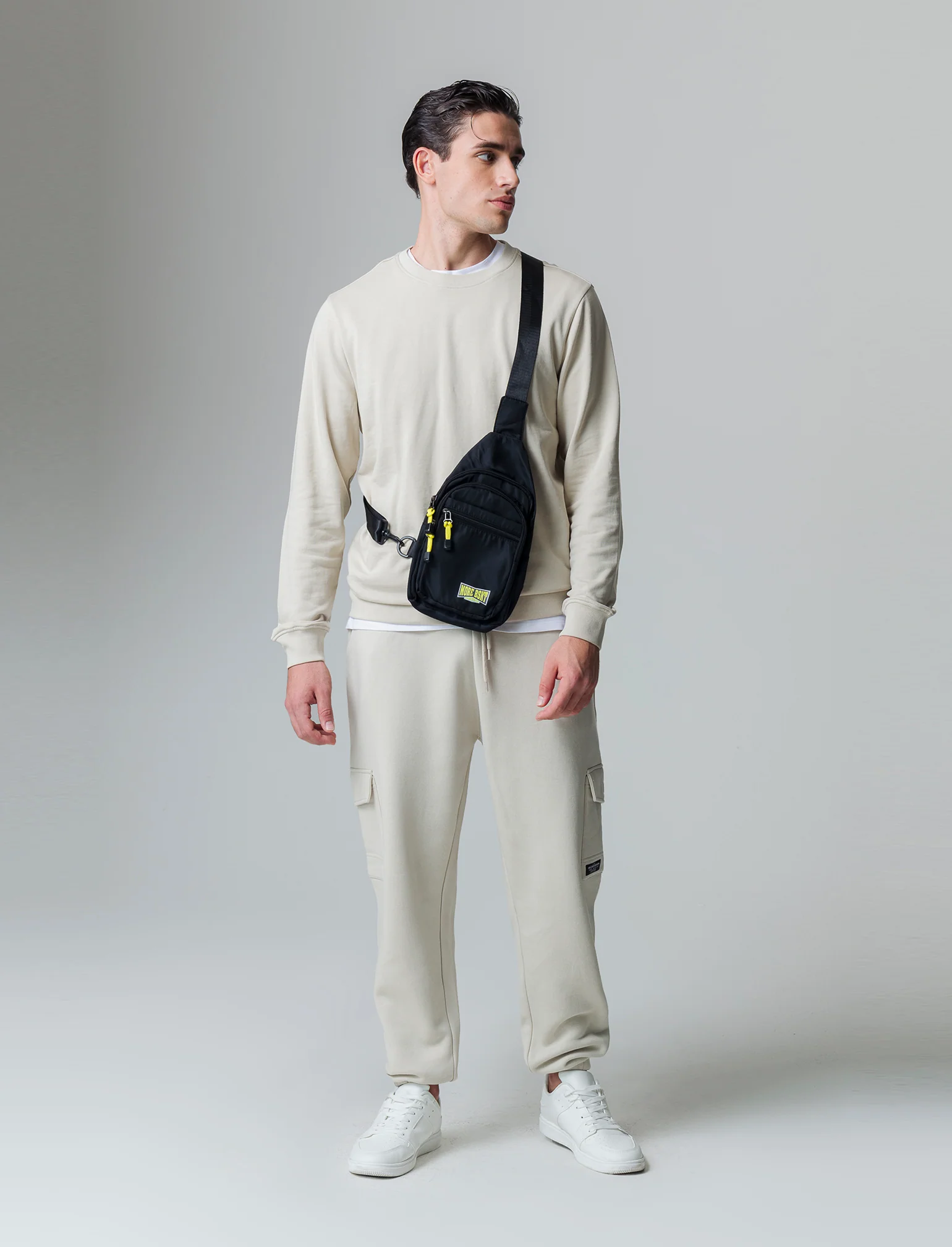 Felpa basic girocollo in cotone da uomo - Grigio ghiaccio - Image 3
