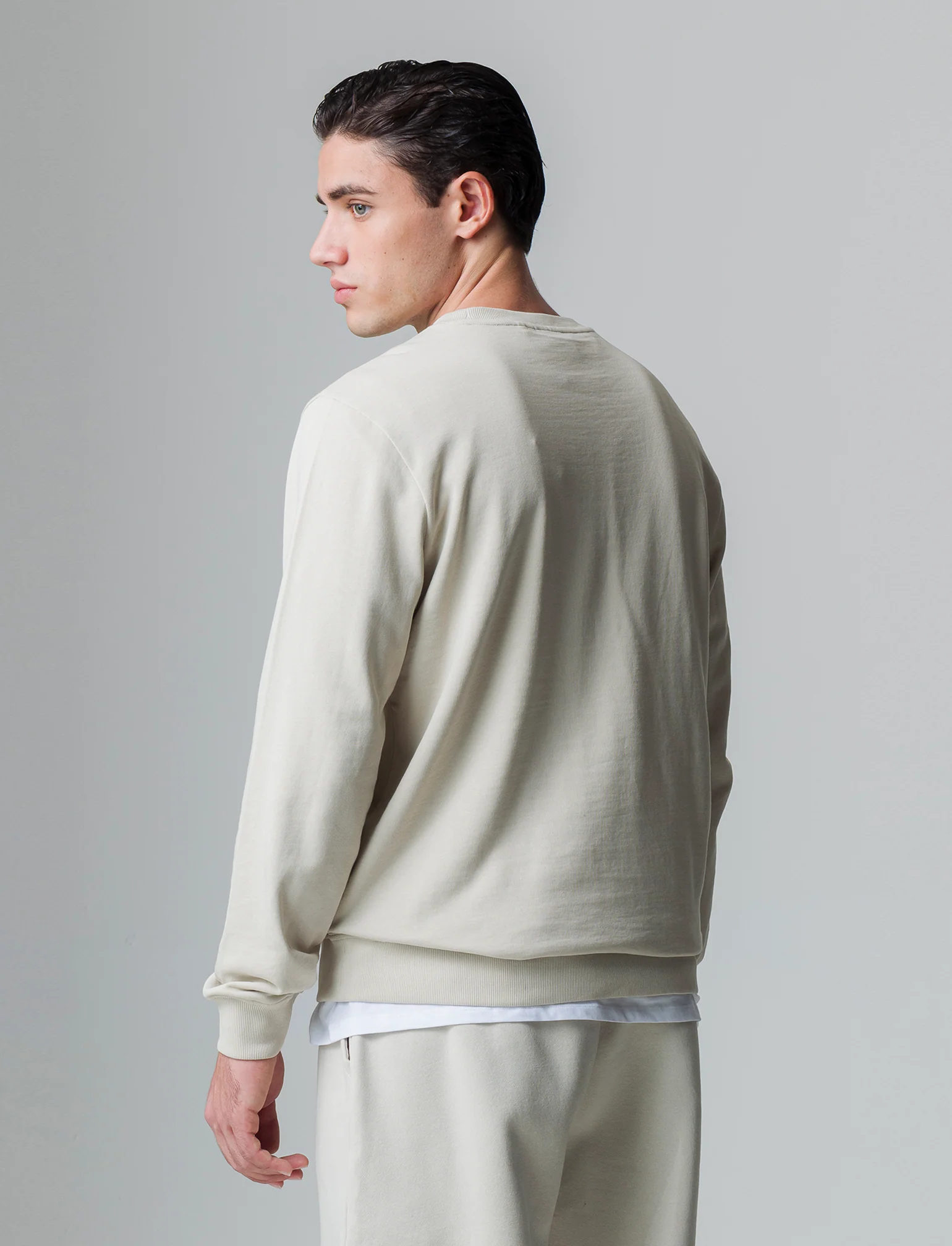 Felpa basic girocollo in cotone da uomo - Grigio ghiaccio - Image 7