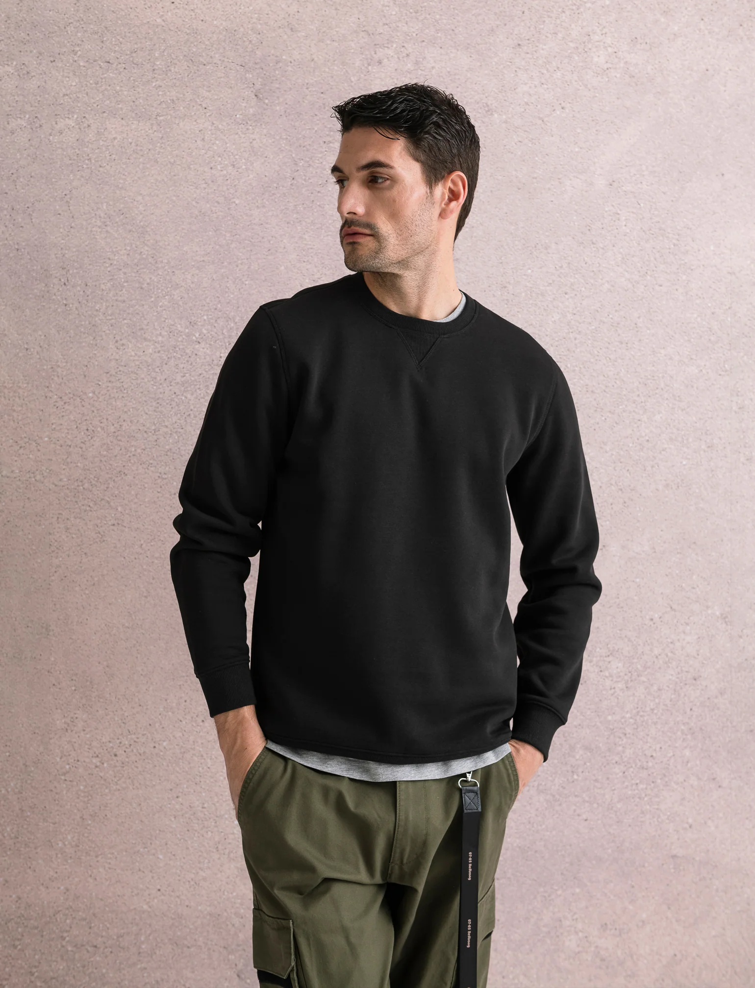 FELPA BASIC GIROCOLLO - Nero - Image 3