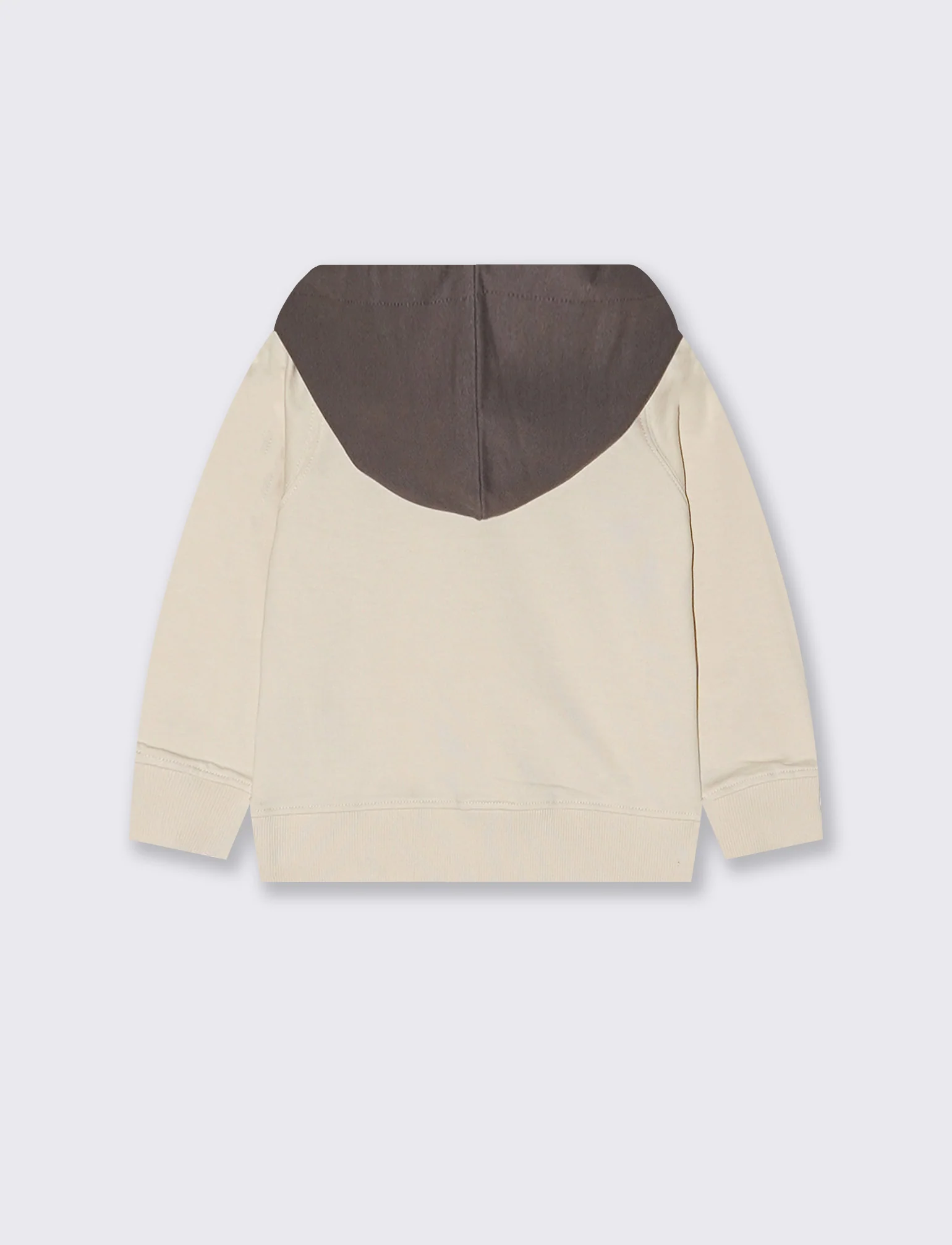 Felpa basica con cappuccio e stampa - Beige - Image 2