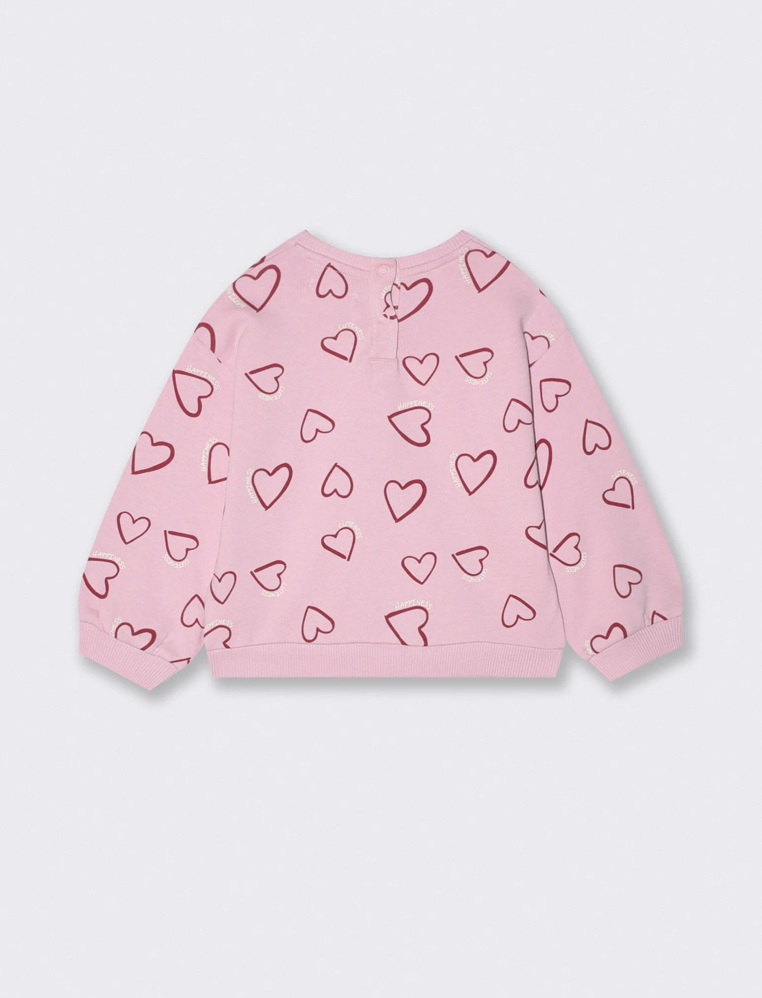 Felpa basica con stampa e maniche lunghe - Rosa polvere - Image 2
