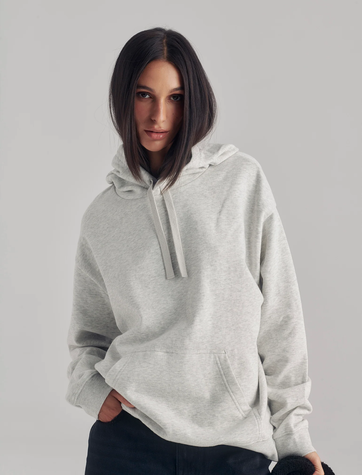 FELPA BASICA - Grigio chiaro mel. - Image 3
