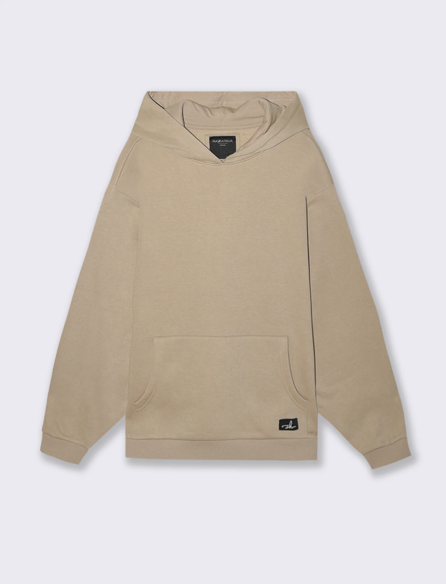 FELPA BOXY FIT CON CAPPUCCIO - Beige