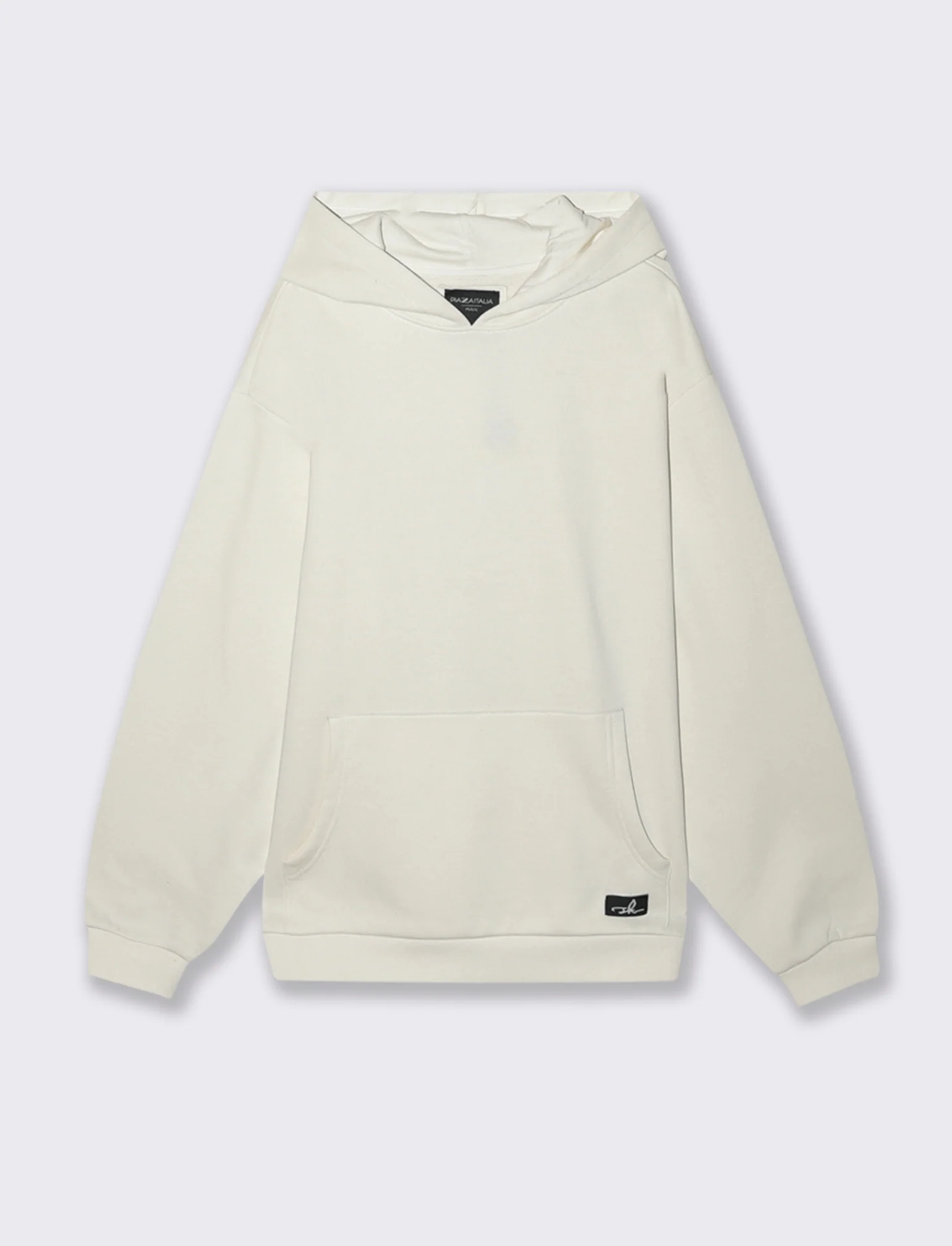 FELPA BOXY FIT CON CAPPUCCIO - Bianco - Image 2