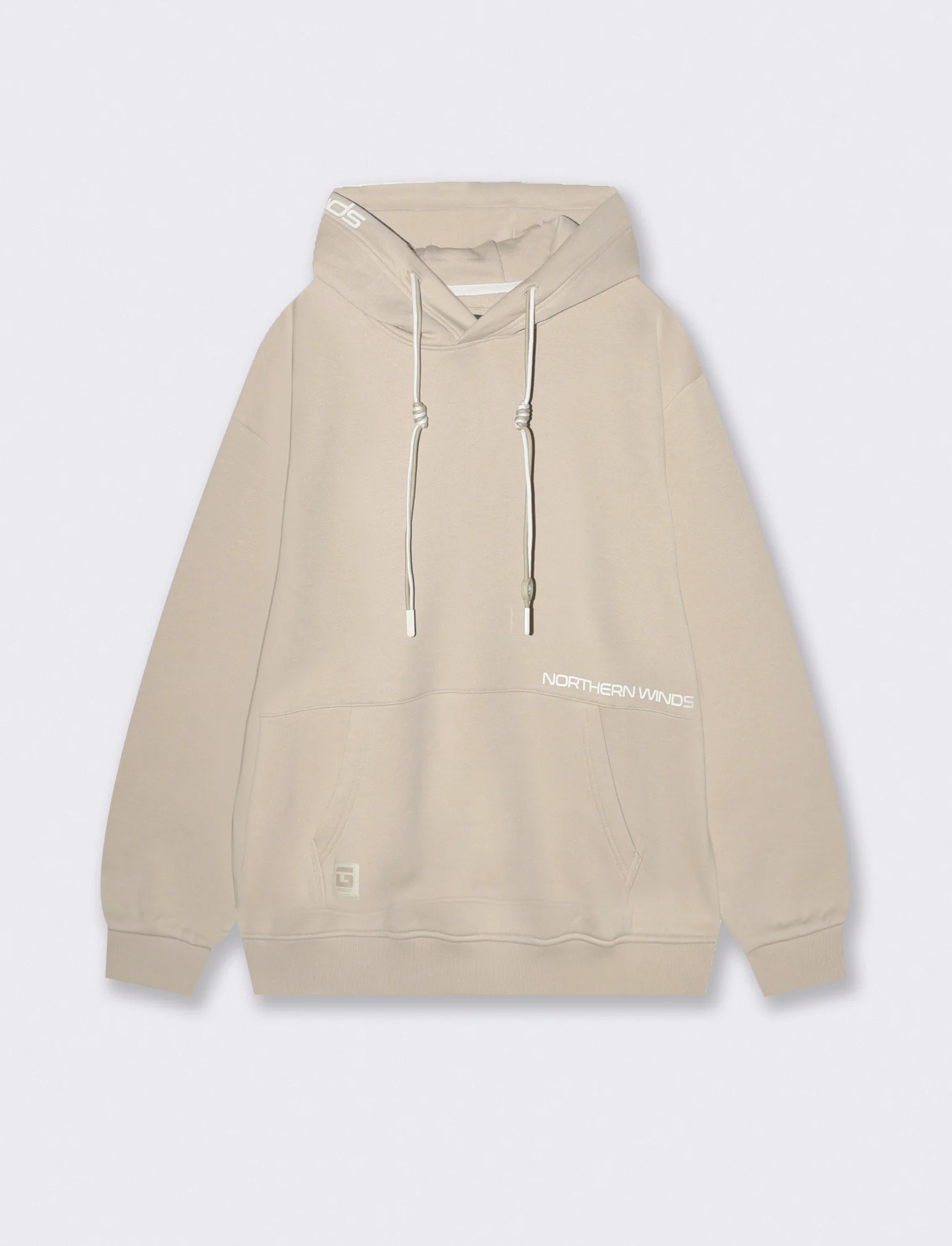 FELPA  BOXY FIT CON CAPPUCCIO E STAMPA - Grigio ghiaccio - Image 4