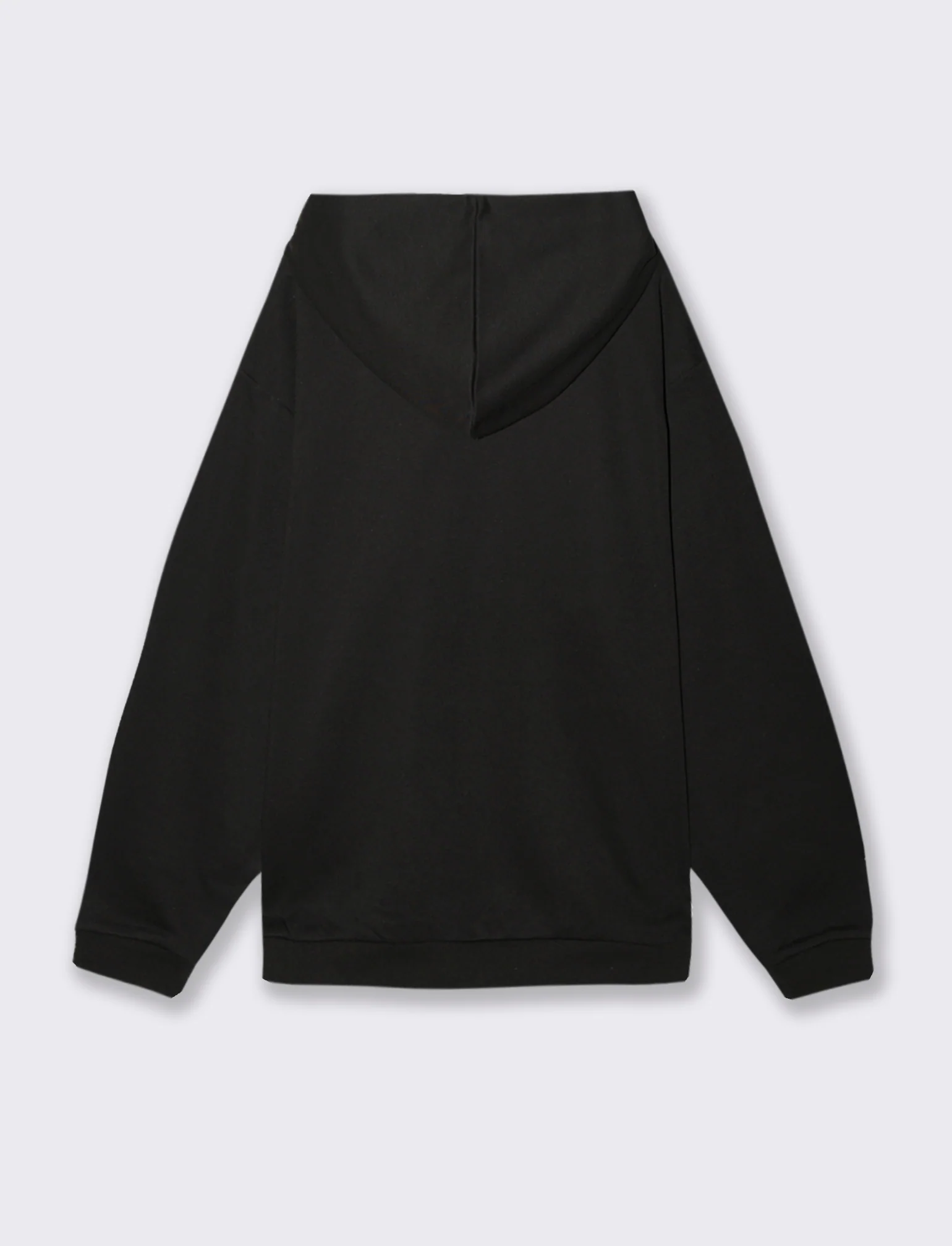 FELPA BOXY FIT CON CAPPUCCIO - Nero - Image 2
