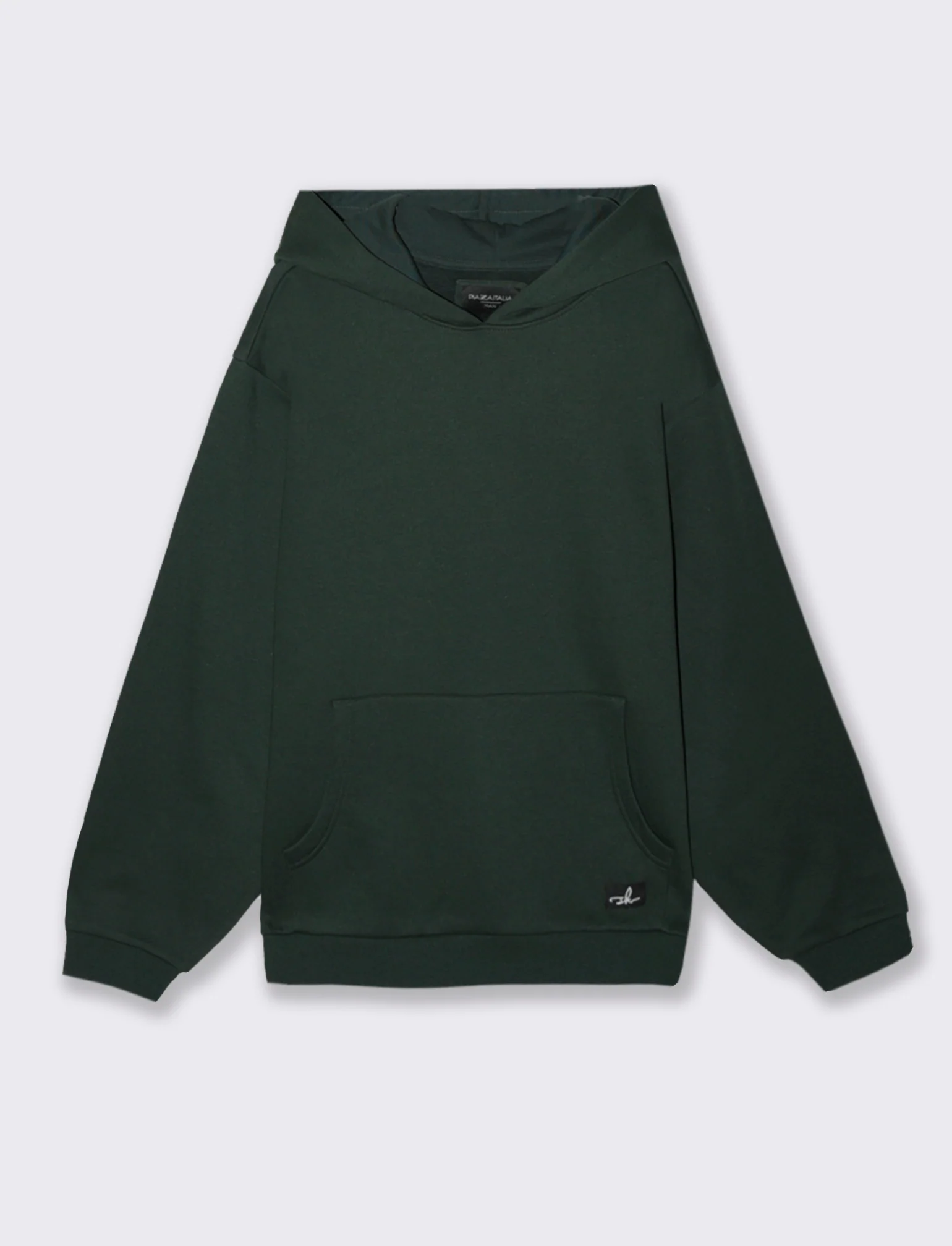 FELPA BOXY FIT CON CAPPUCCIO - Verde scuro