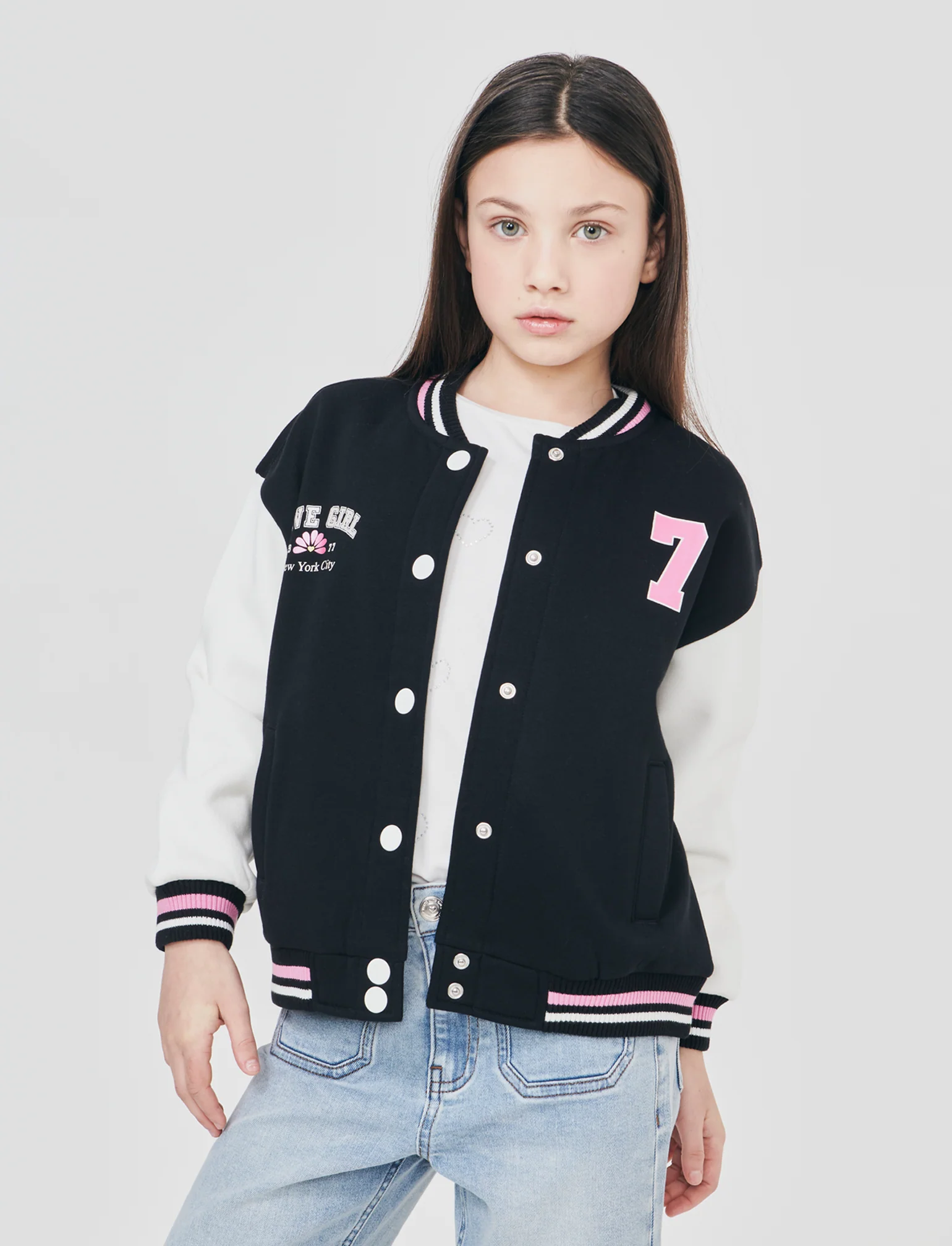 Felpa college per bambina alla moda - Nero - Image 4