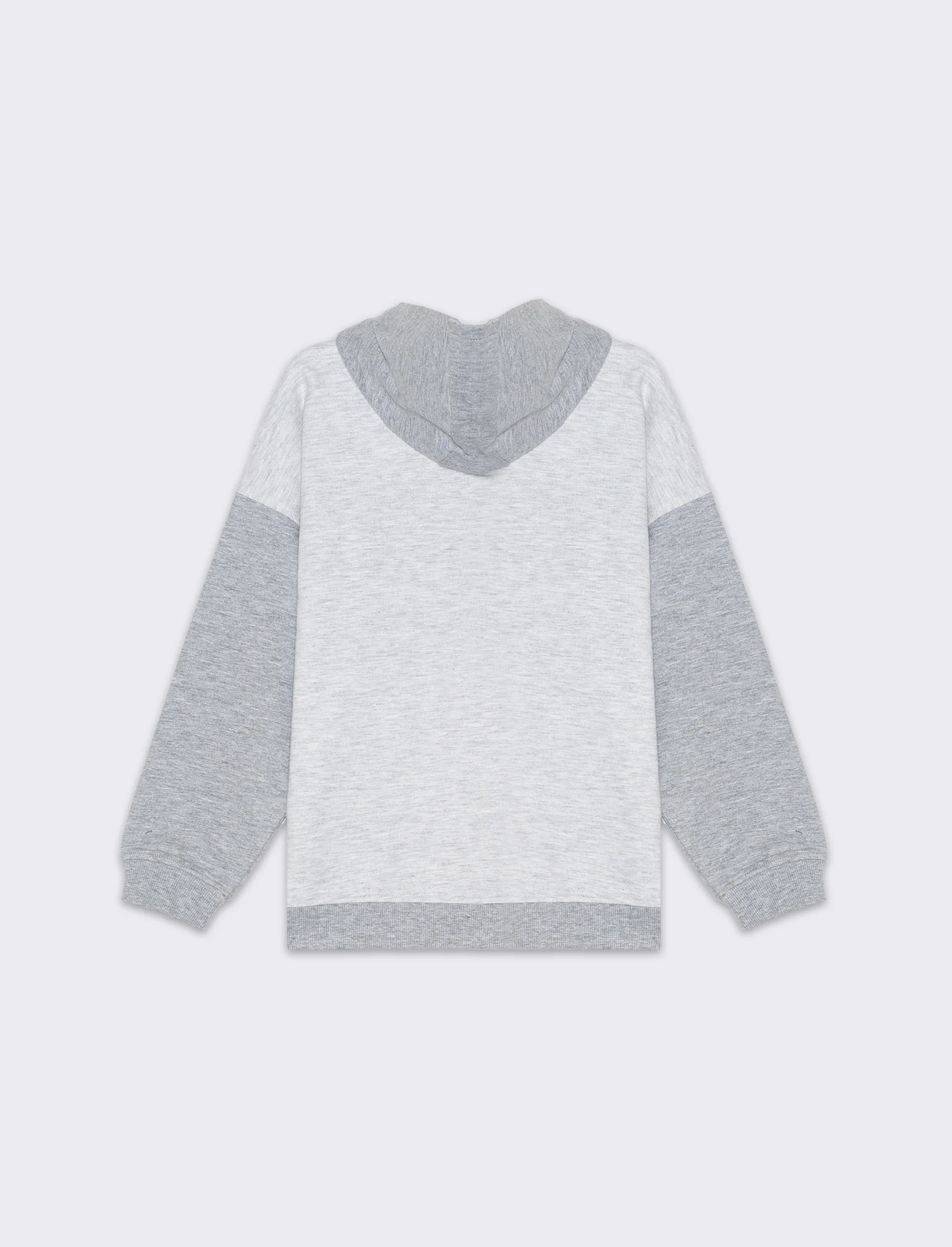 Felpa con cappuccio bicolor da bambino - Grigio mel. - Image 3