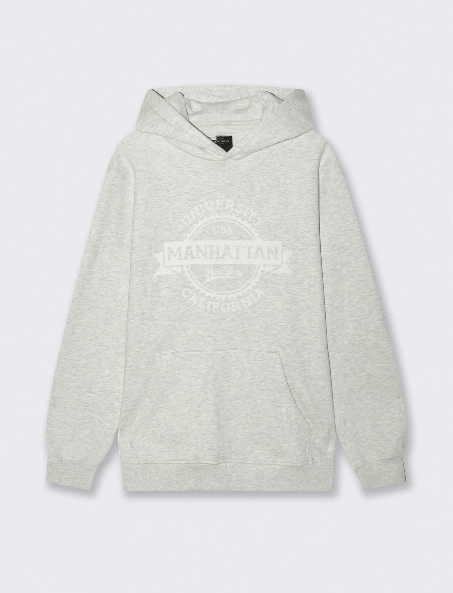 FELPA CON CAPPUCCIO CON STAMPA FLOCK - Grigio mel. - Image 2