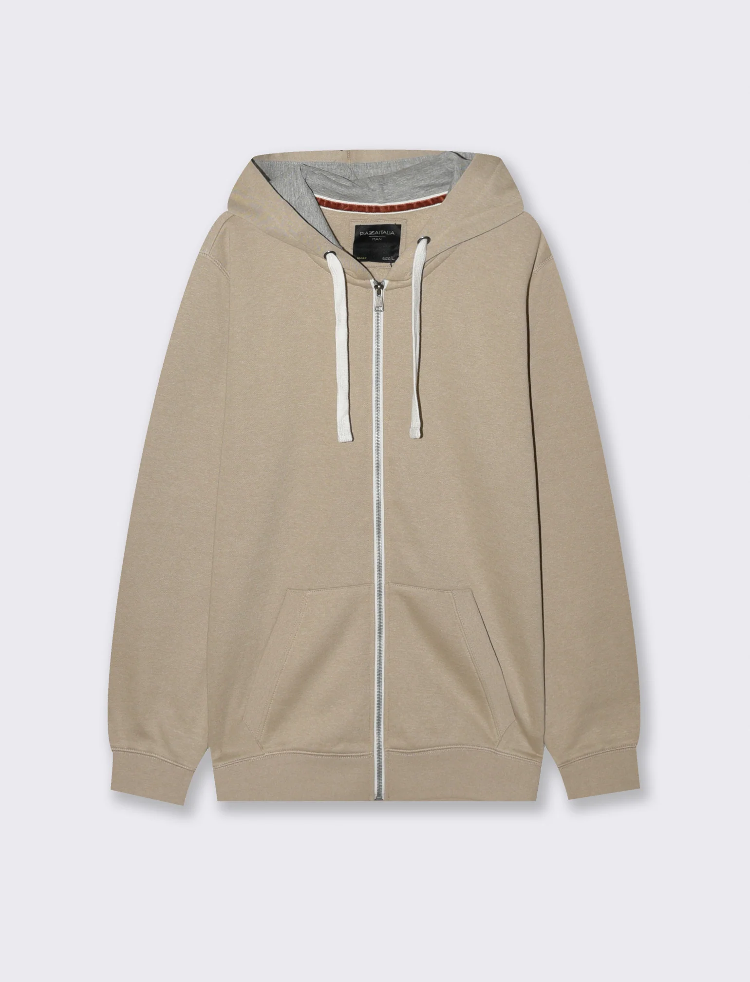 FELPA CON CAPPUCCIO E CERNIERA - Beige - Image 2