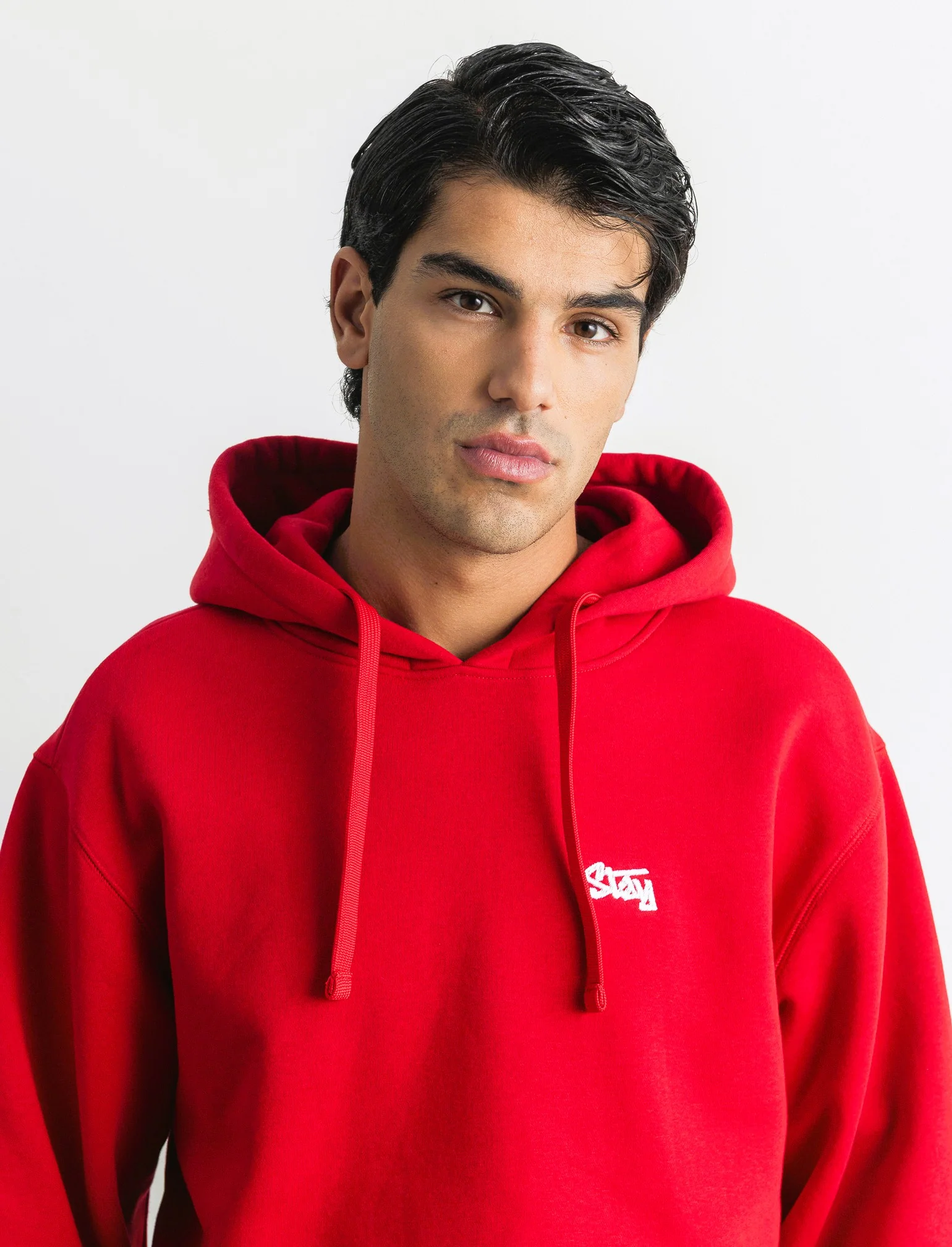 FELPA CON CAPPUCCIO E RICAMO - Rosso - Image 3