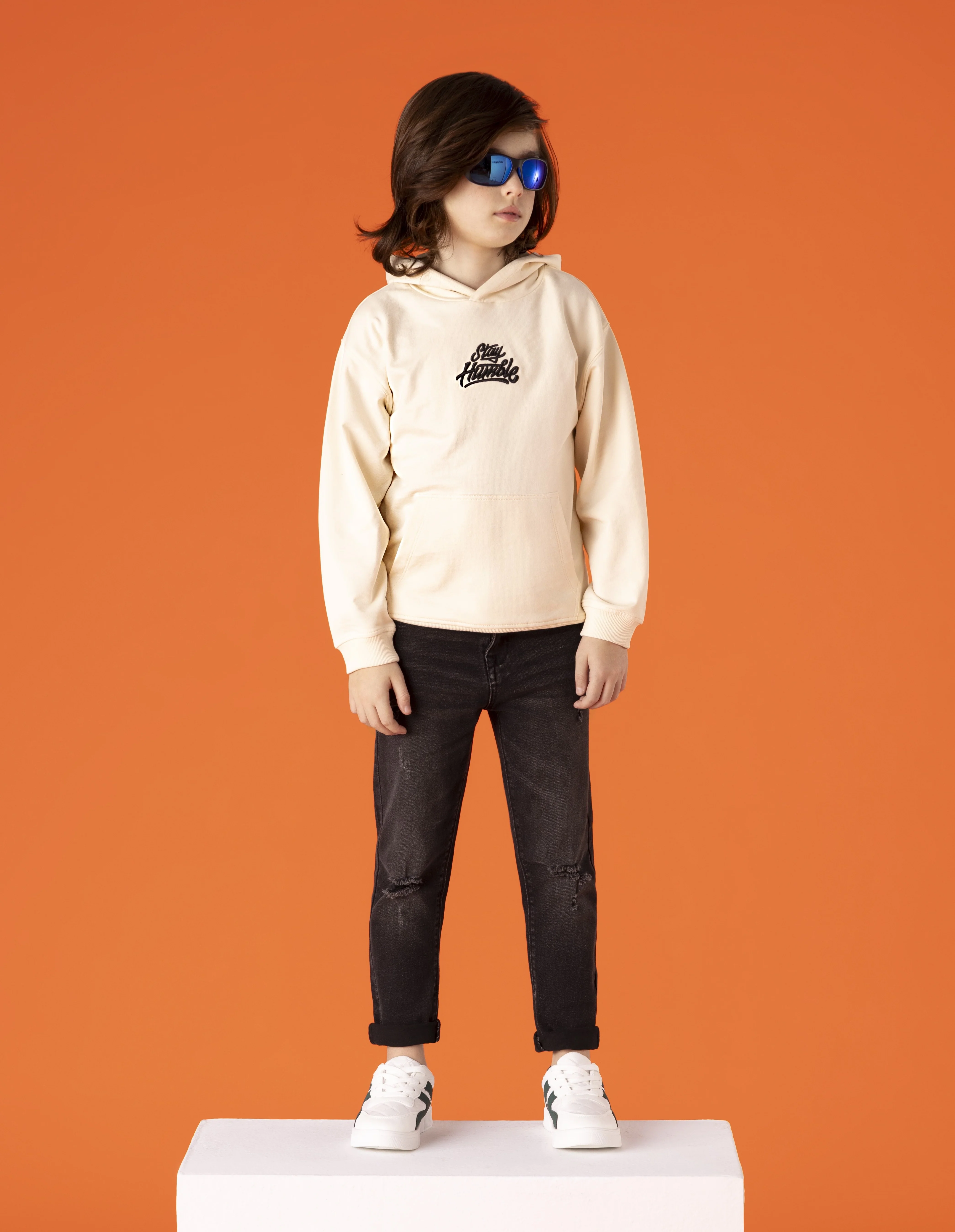 Felpa con cappuccio e stampa da bambino - Beige