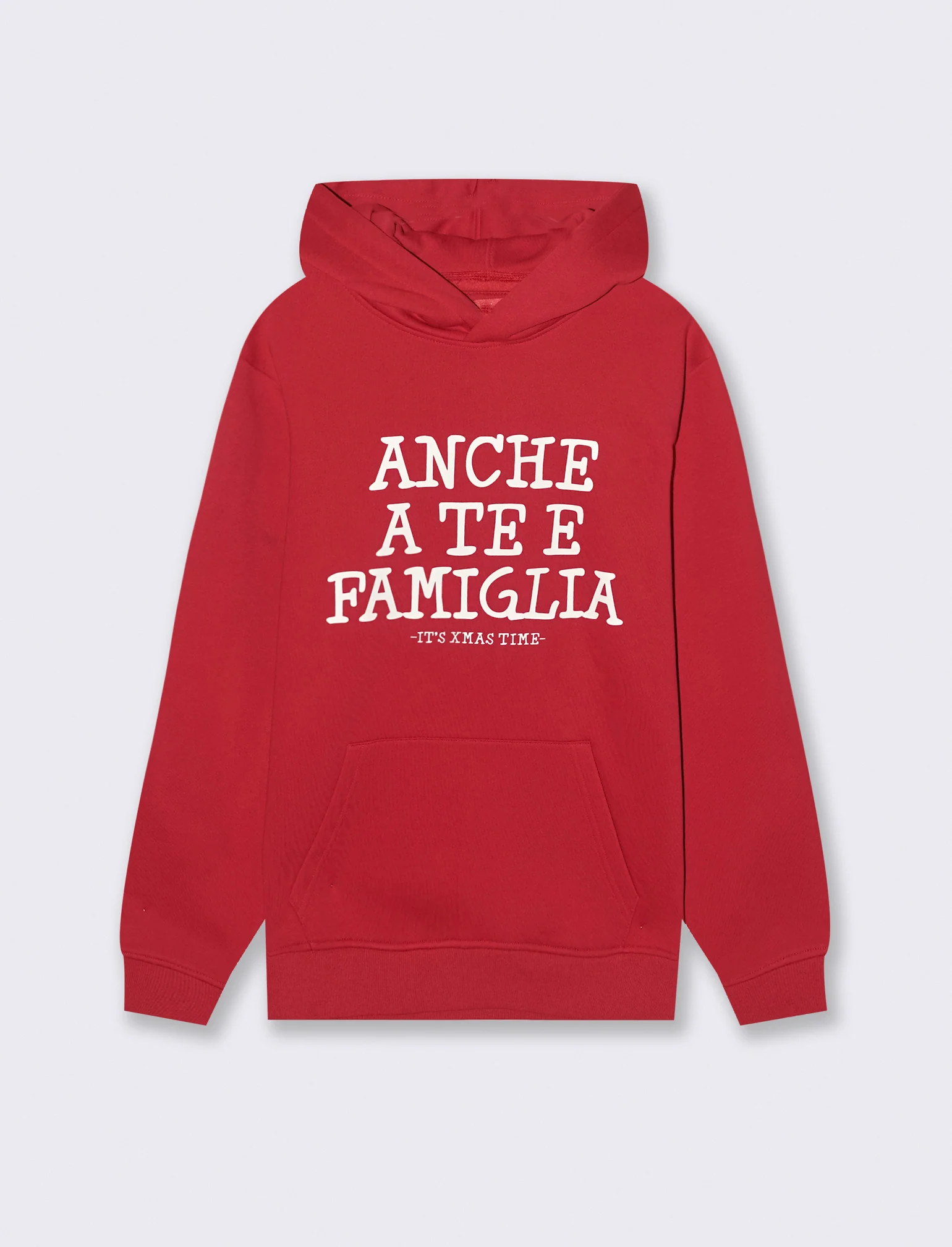 FELPA CON CAPPUCCIO E STAMPA - Rosso