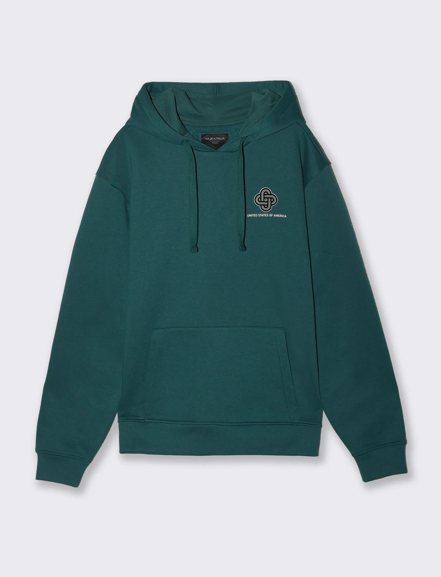 Felpa con cappuccio e stampe a contrasto - Verde petrolio