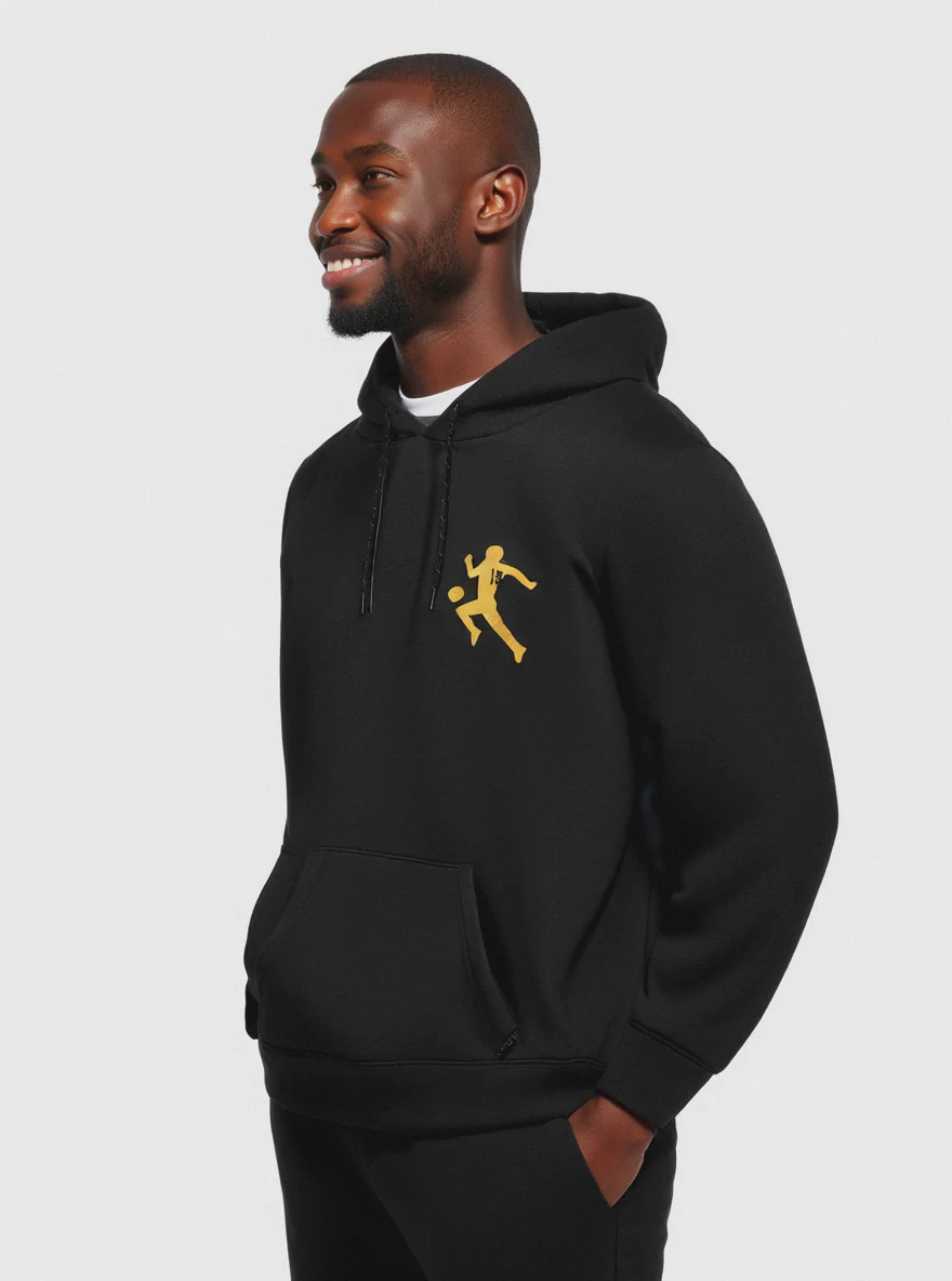 FELPA CON CAPPUCCIO E STAMPE DIOS - Nero giallo