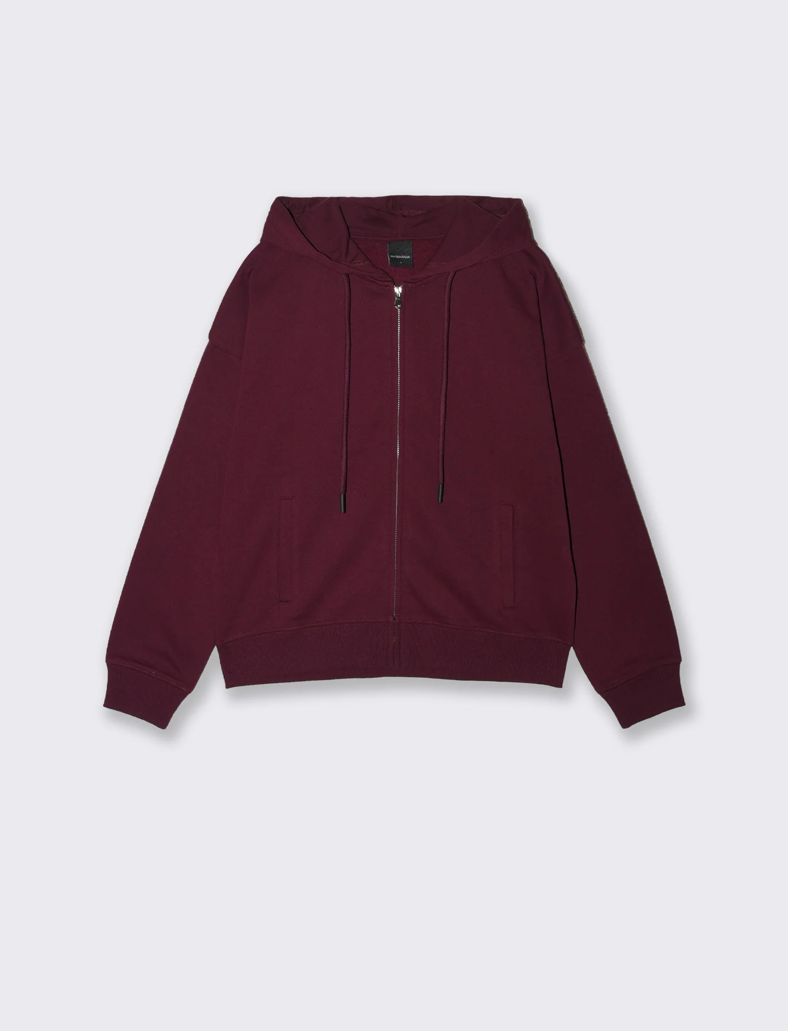FELPA CON CAPPUCCIO E ZIP - Bordeaux - Image 2