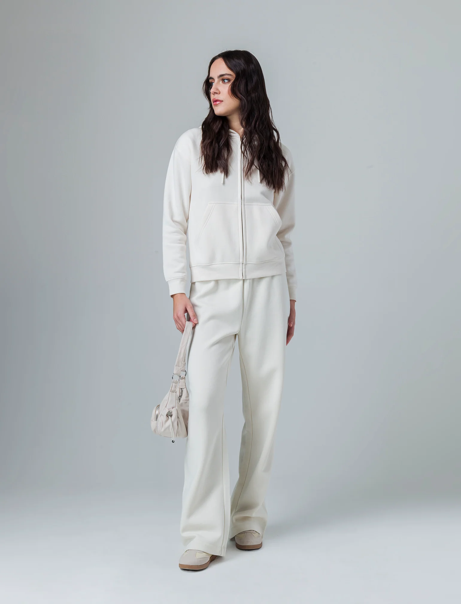 Felpa con cappuccio e zip da donna - Avorio - Image 3