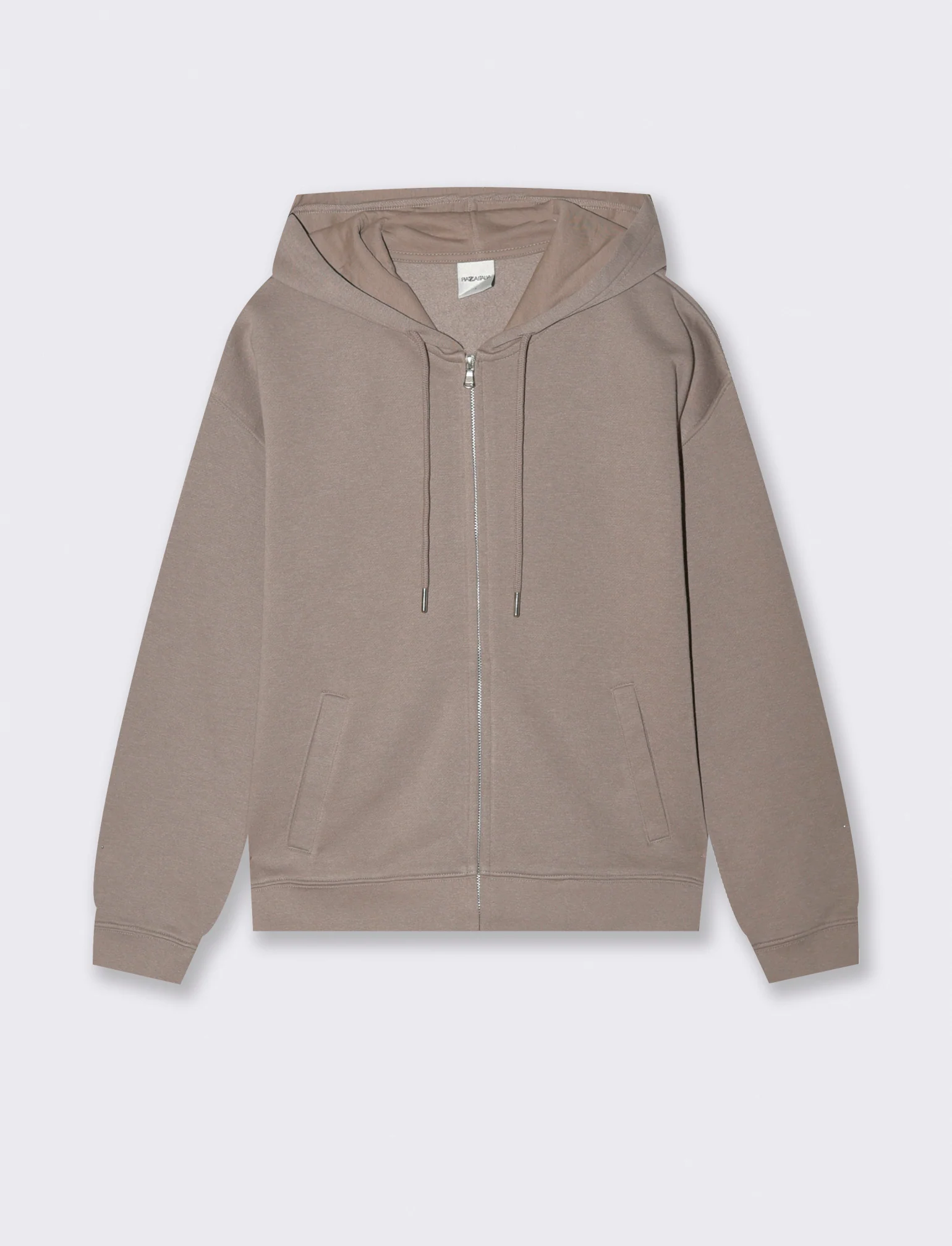 Felpa con cappuccio e zip lunga - Grigio tortora
