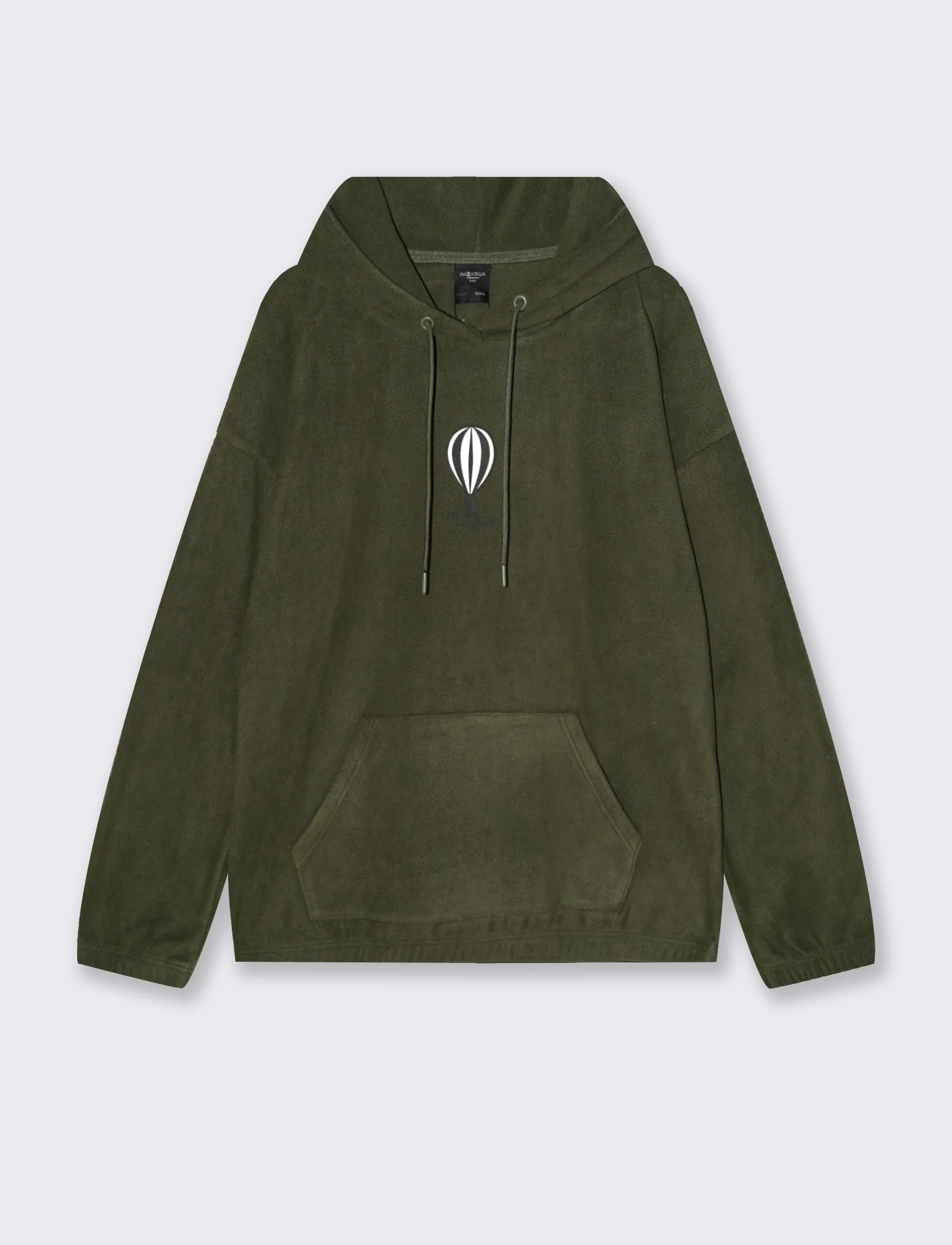 FELPA CON CAPPUCCIO IN PILE - Verde militare - Image 4