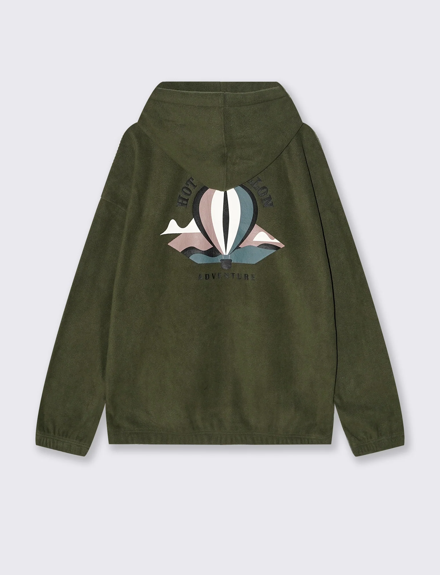 FELPA CON CAPPUCCIO IN PILE - Verde militare - Image 5