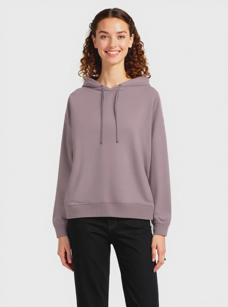FELPA CON CAPPUCCIO - Viola glicine